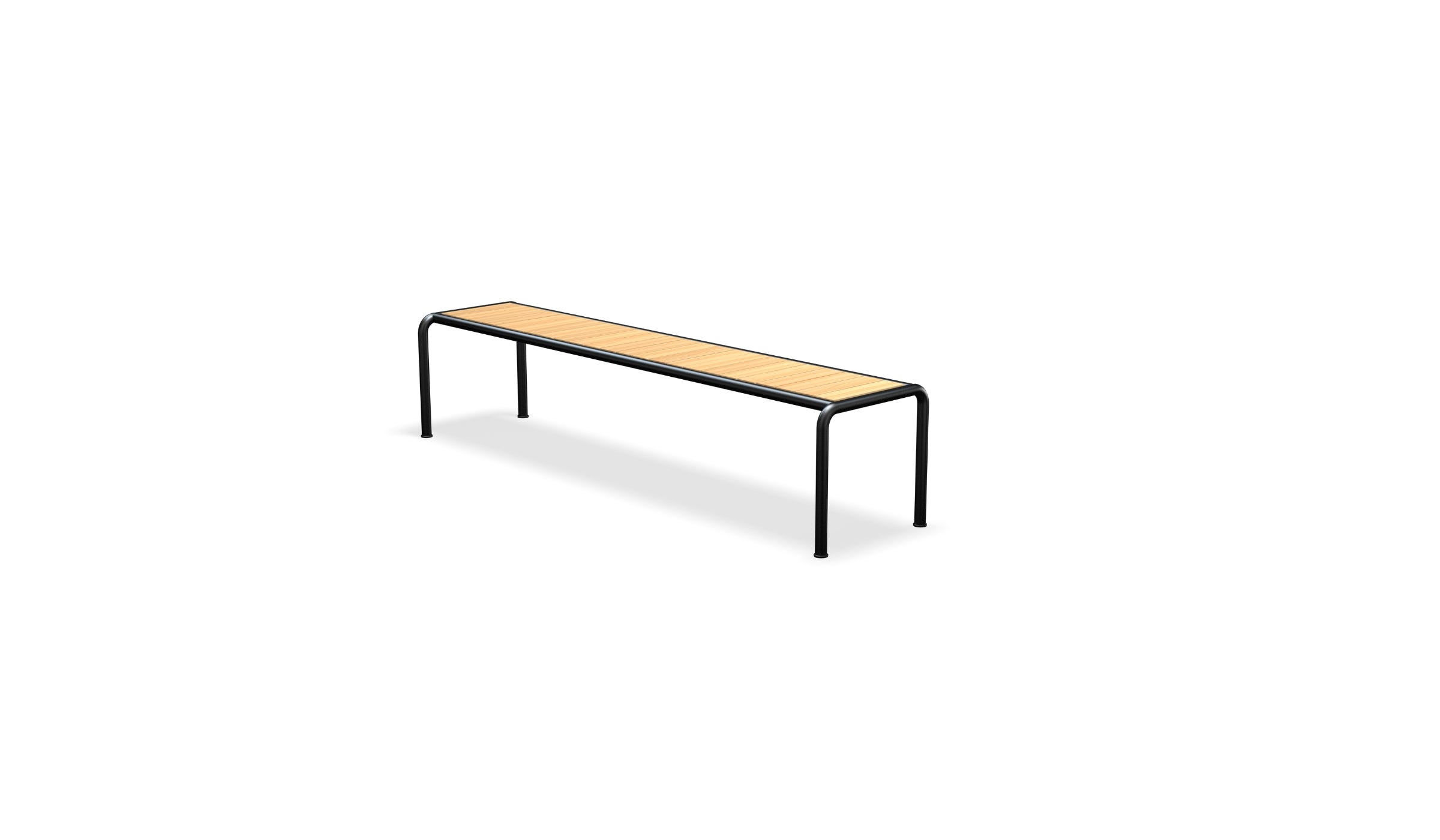 Avanti - 200 cm outdoor bench in FSC® certified pine and black powder-coated steel