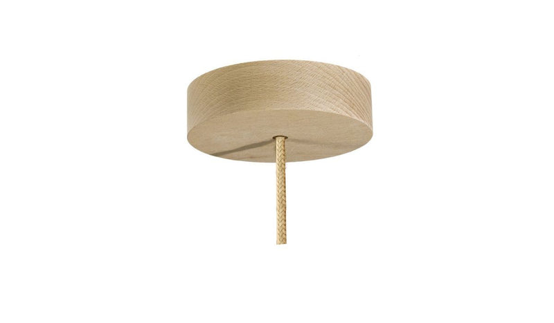 Contemporary Singing S pendant light, raw wood, black elastic, linen &amp; wood finish