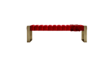 Banc rembourré Dawn en velours rouge et bronze