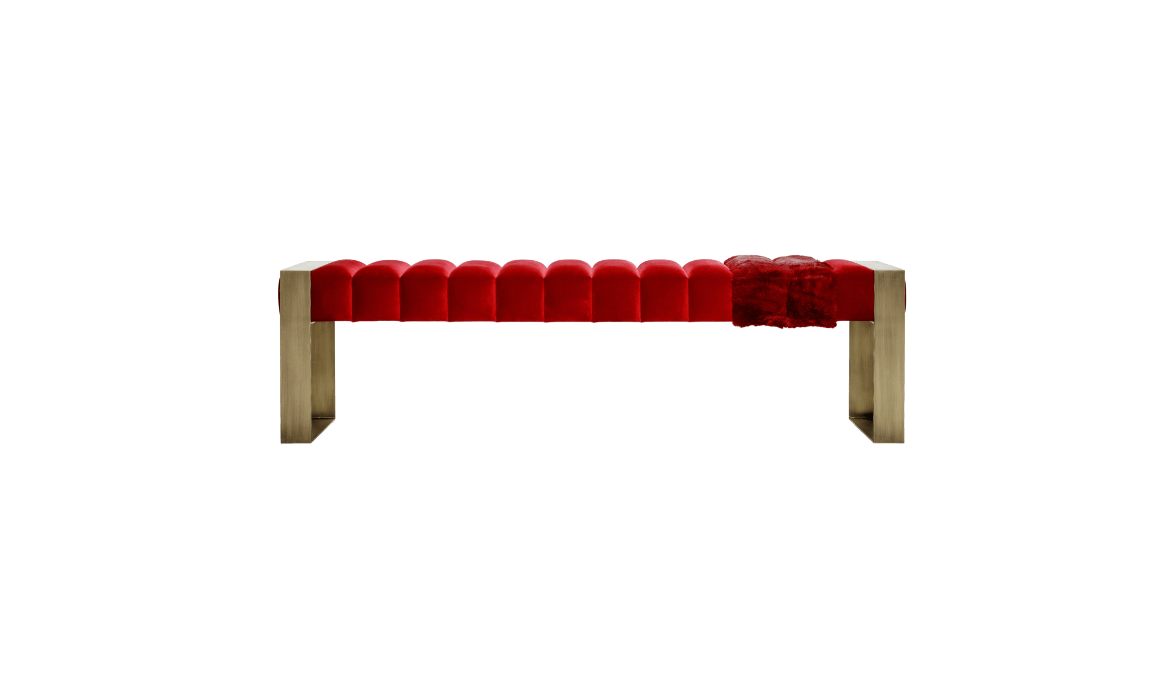 Dawn Upholstered Bench in Red and Bronze Velvet