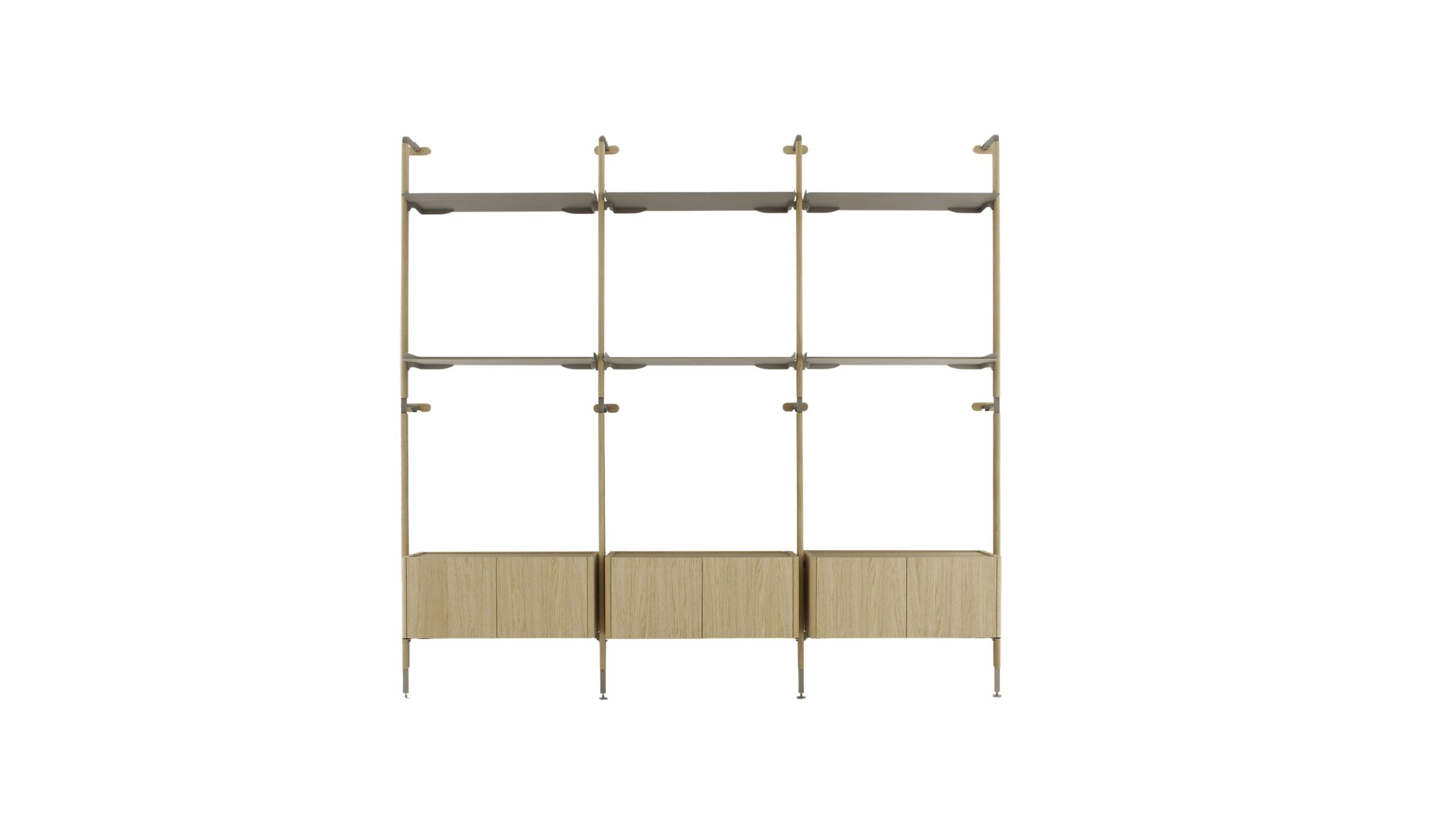 Galaxy modular bookcase, composition E, natural oak &amp; champagne metal