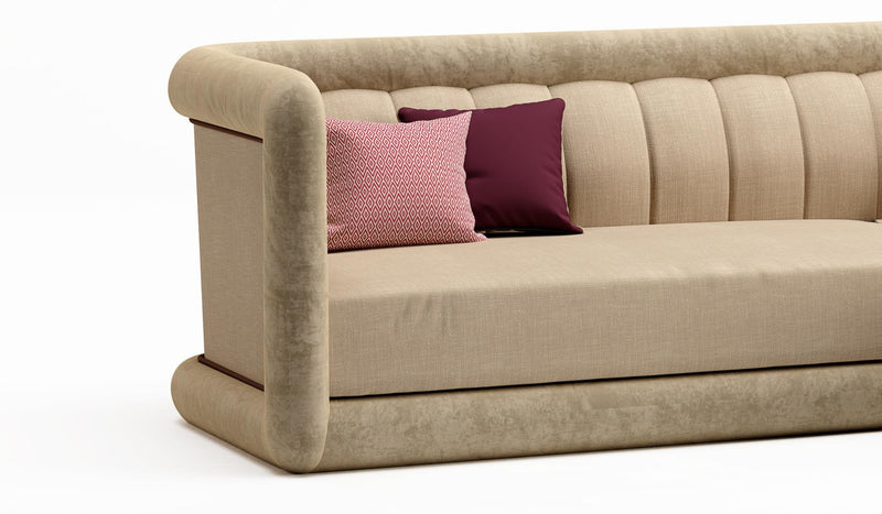 Luxurious and customizable Calipso sofa, in fabric and alcantara 