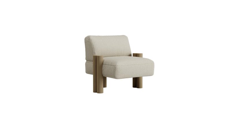 Cassiopea luxury armchair, in beige fabric and alcantara 