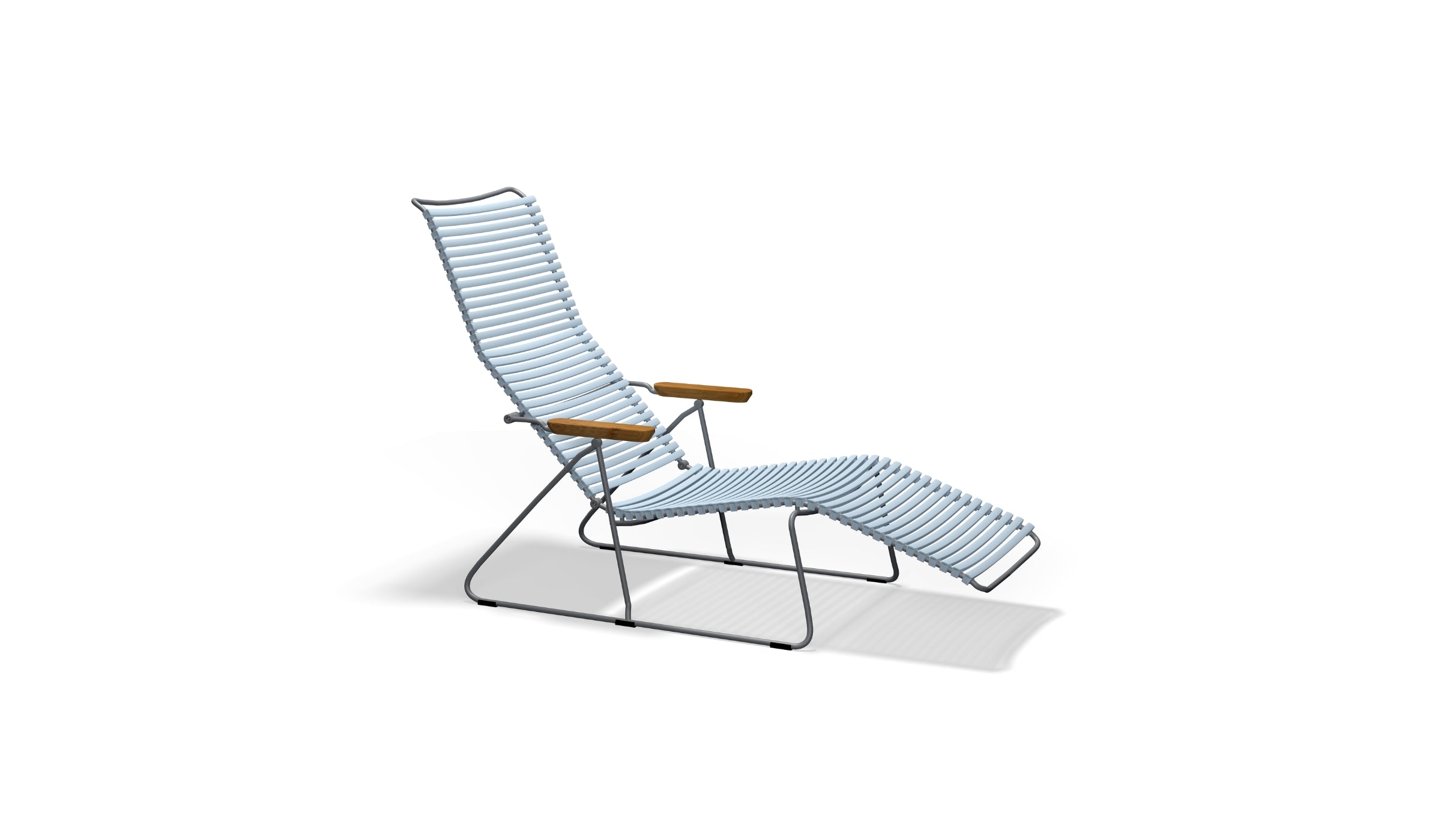 Click Sunlounger - Chaise longue d'extérieur design avec accoudoirs en bambou, bleu ciel