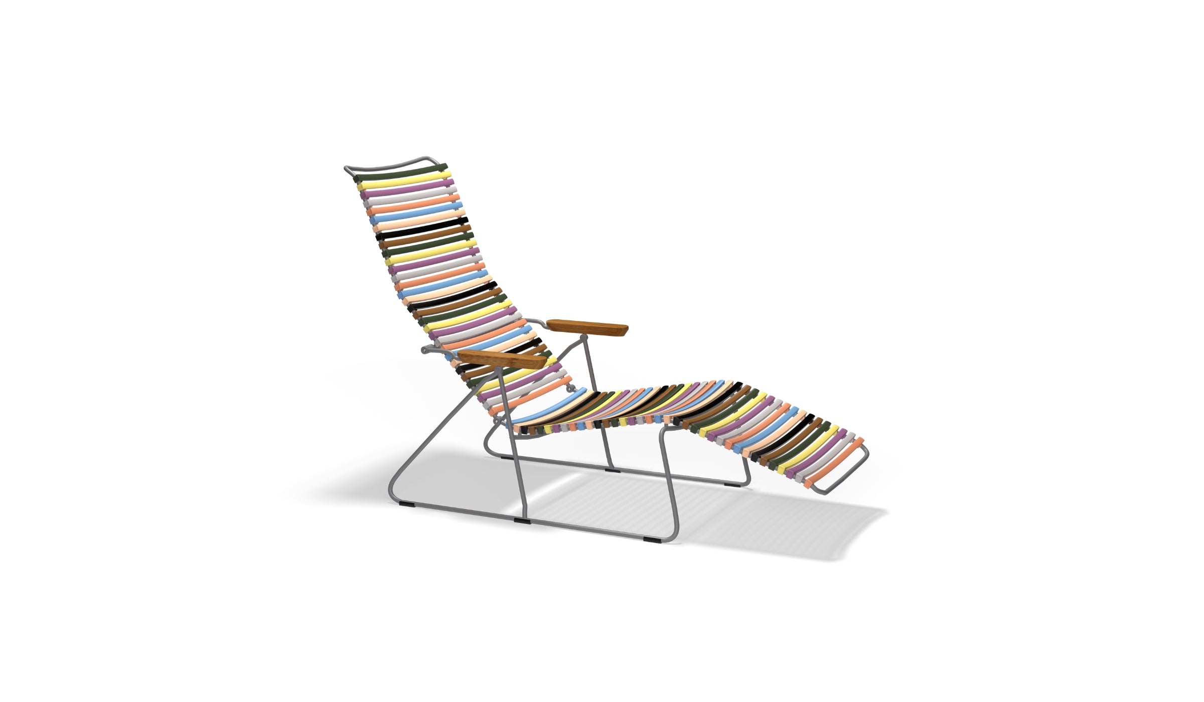 Click Sunlounger - Chaise longue d'extérieur design avec accoudoirs en bambou, multicolore