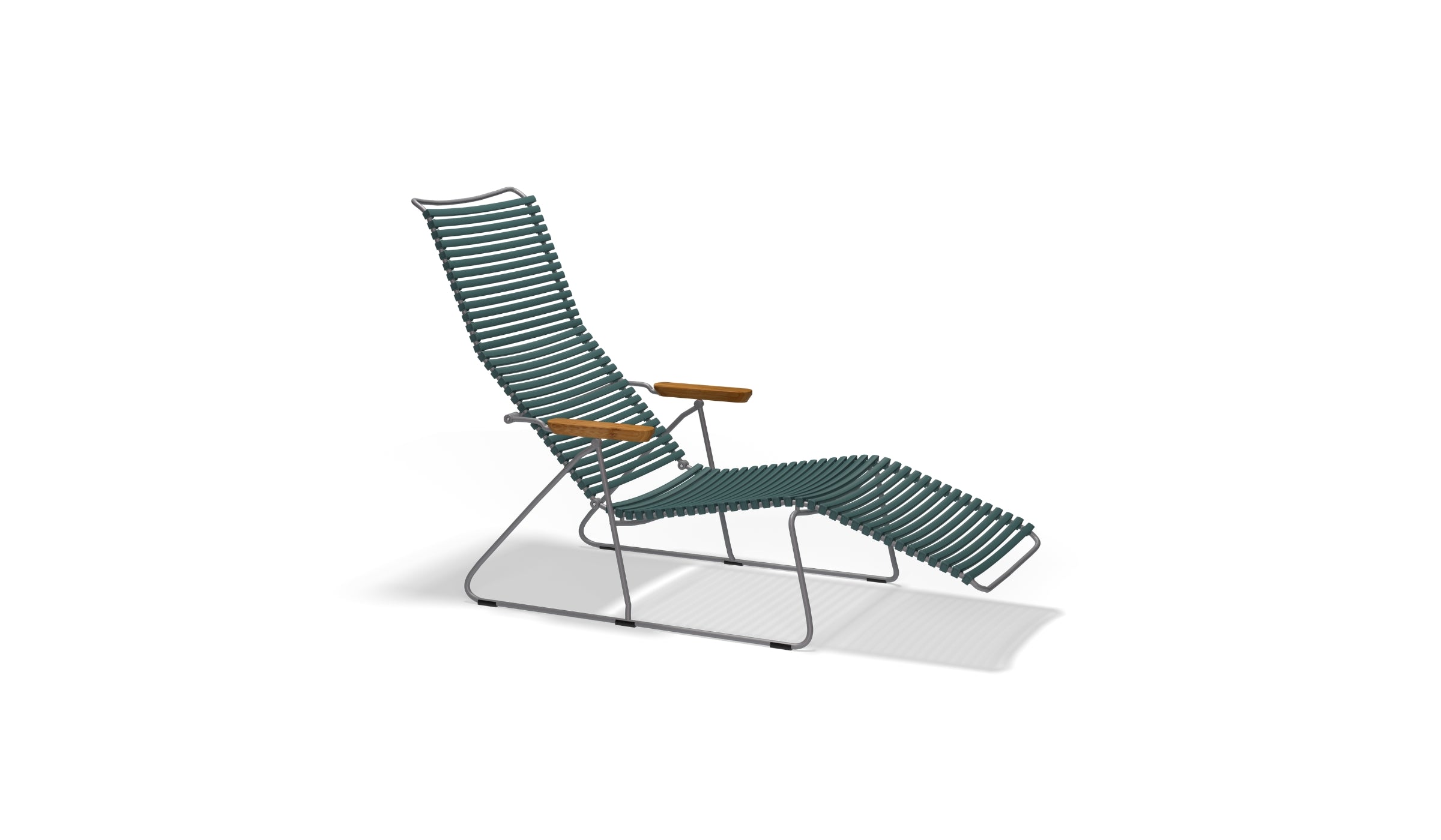 Click Sunlounger - Chaise longue d'extérieur design avec accoudoirs en bambou, vert sapin