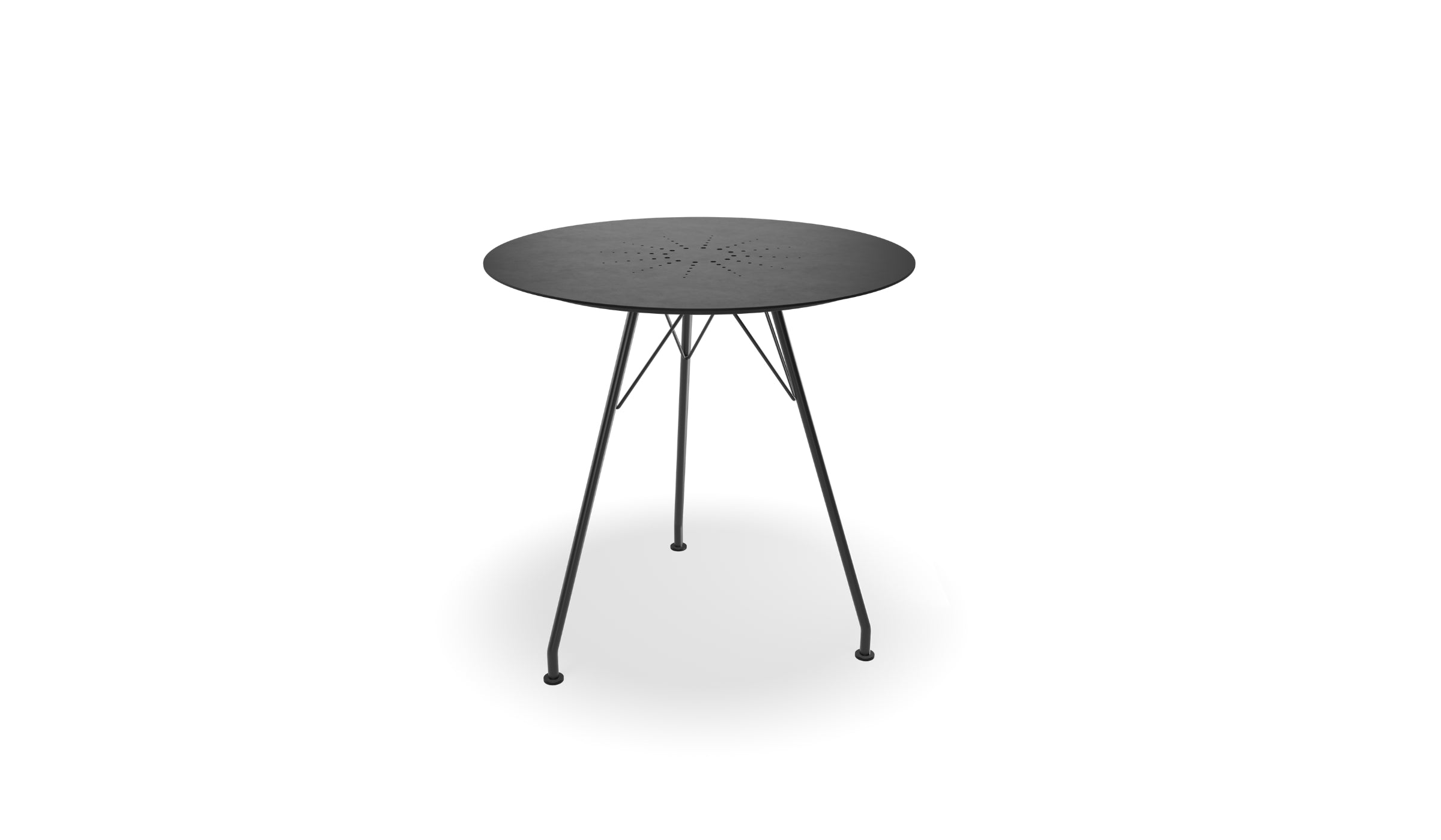 Four Compacte - Minimalist outdoor dining table in black powder-coated aluminum, 90x90 cm