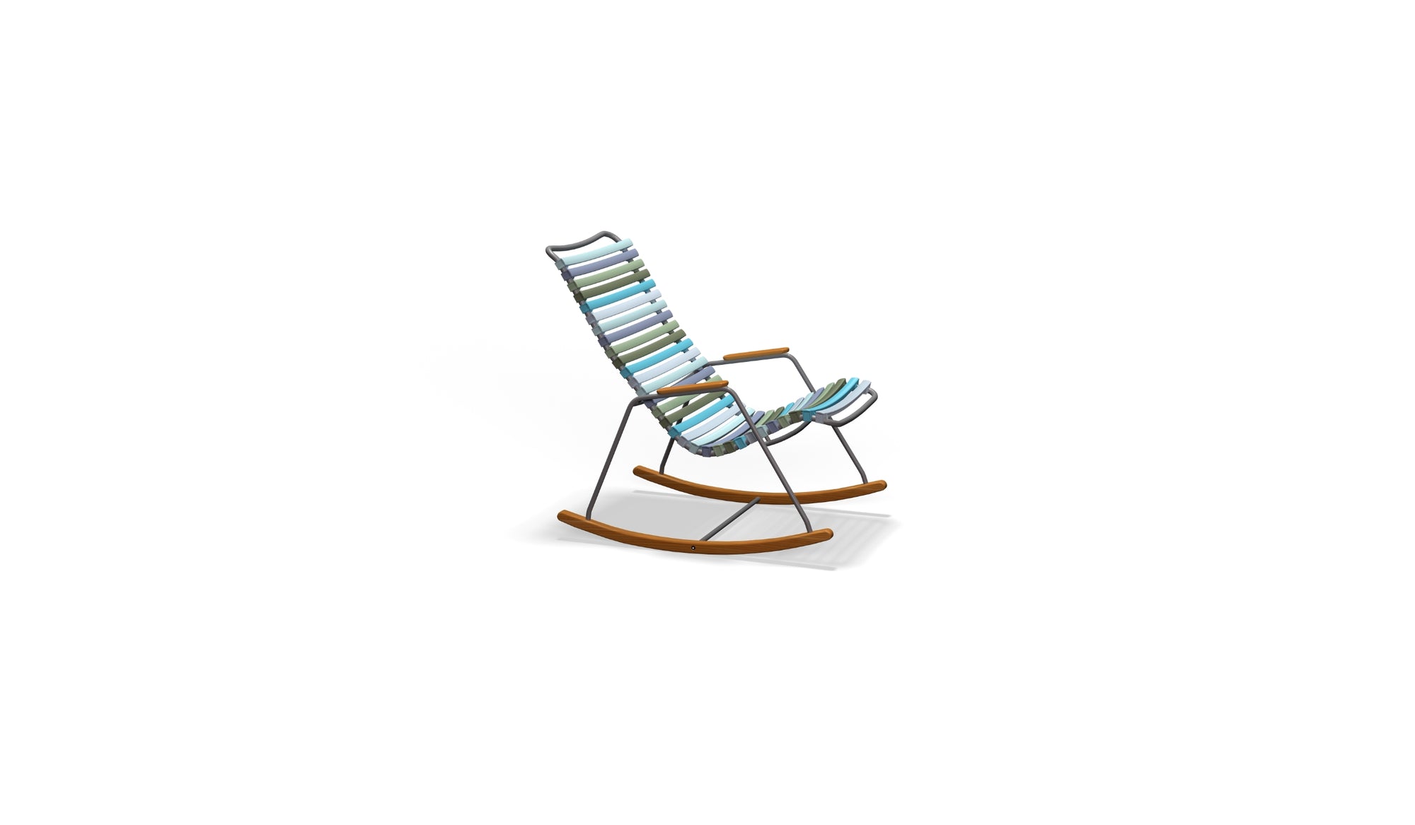 Click - Ergonomic and minimalist outdoor chair, green with bamboo armrests