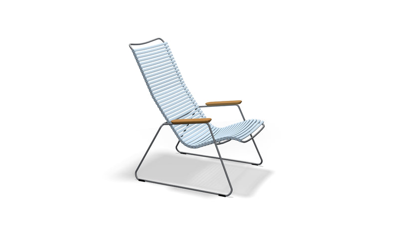 Click - Ergonomic and minimalist outdoor chair, green with bamboo armrests