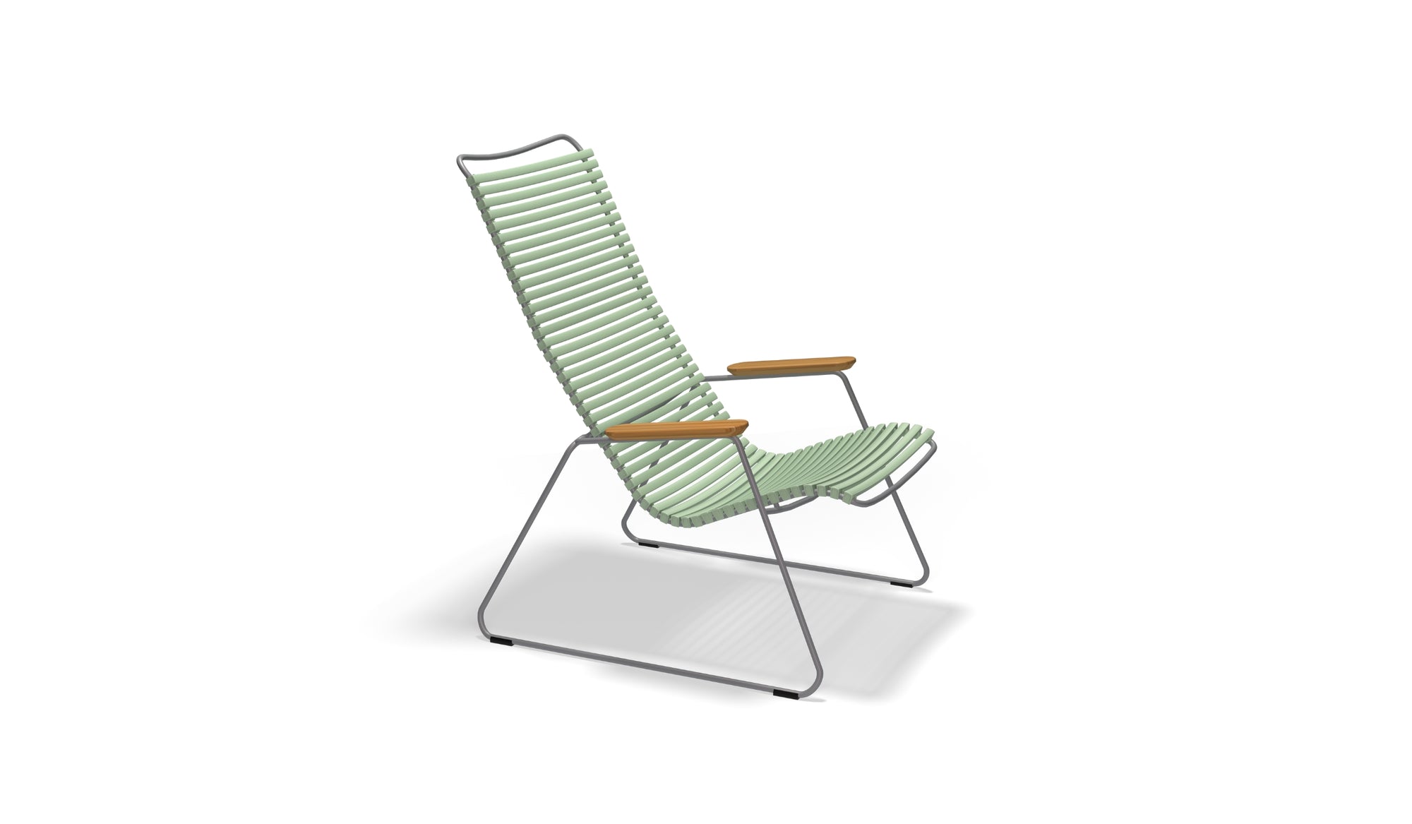 Click - Ergonomic and minimalist outdoor chair, green with bamboo armrests