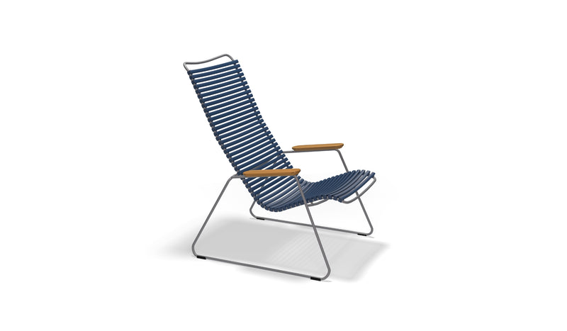 Click - Ergonomic and minimalist outdoor chair, green with bamboo armrests