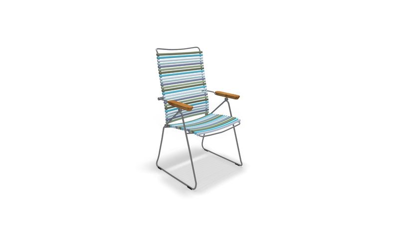 Click - Ergonomic and minimalist outdoor chair, green with bamboo armrests