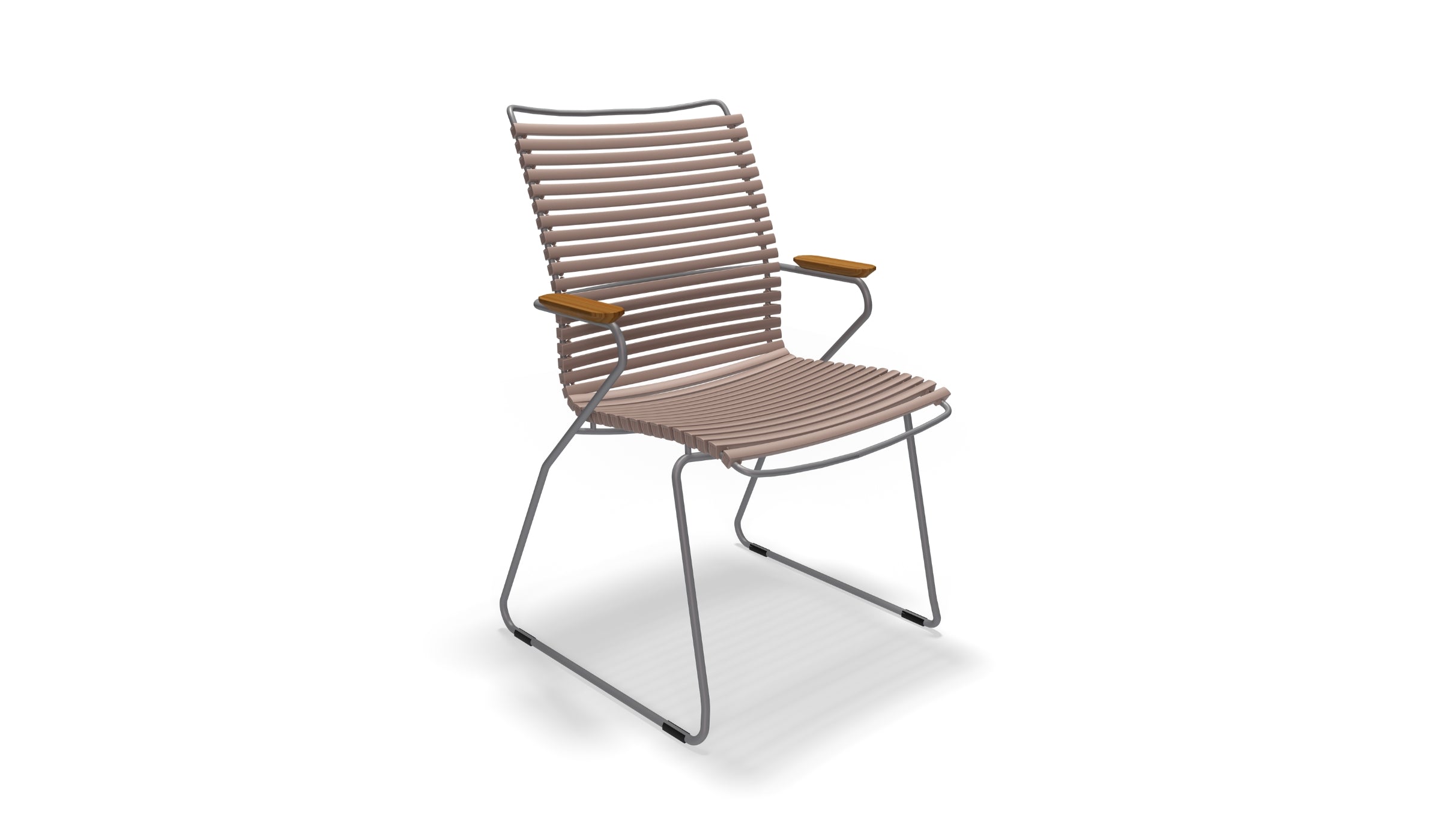 Click - Chaise d'extérieur avec dossier haut et accoudoirs en bambou ergonomique et minimaliste, sable