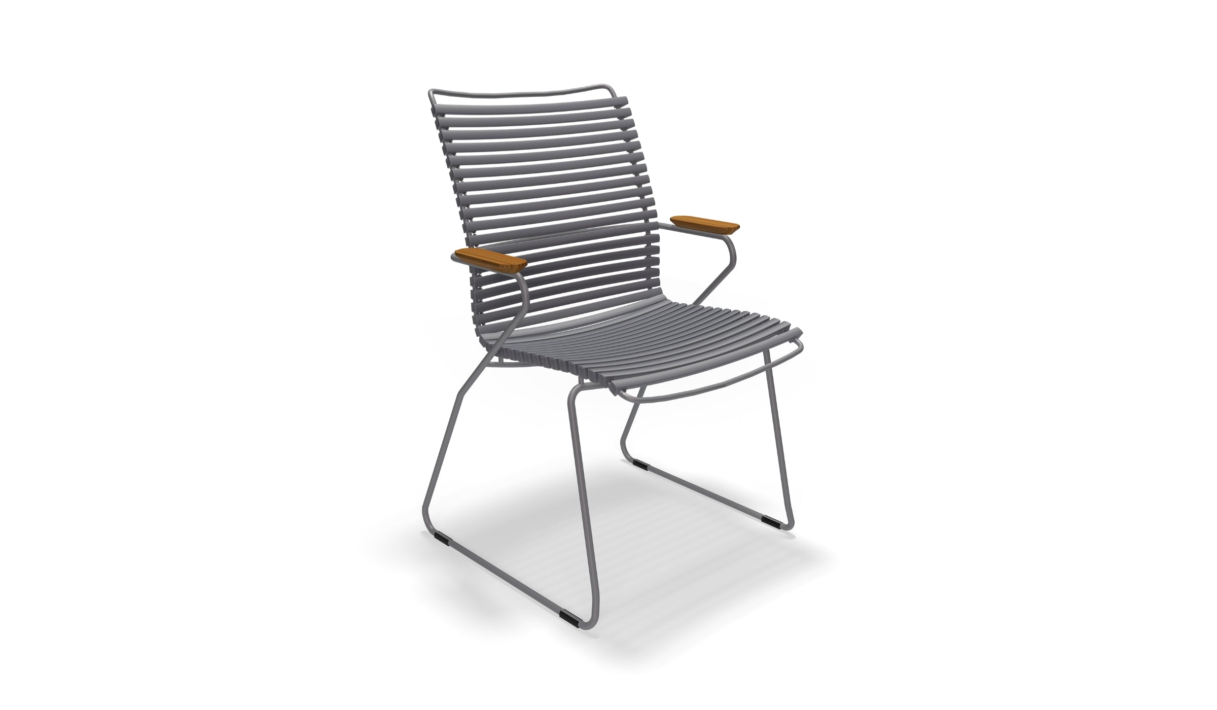 Click - Chaise d'extérieur avec dossier haut et accoudoirs en bambou ergonomique et minimaliste, gris