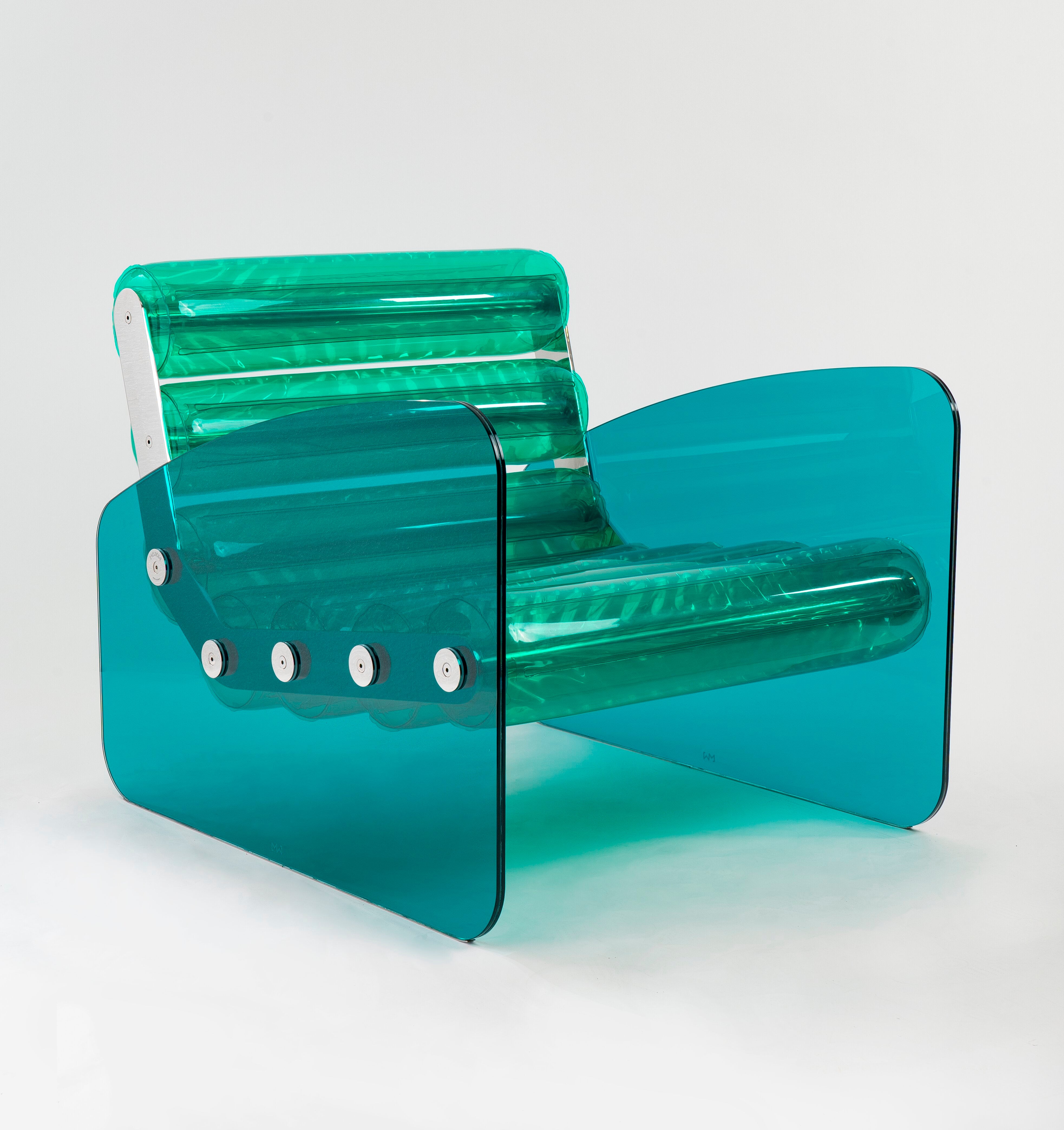 MW03 - Armchair with PMMA structure, blue and green