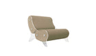 Kuumo minimalist armchair, PMMA and beige fabric