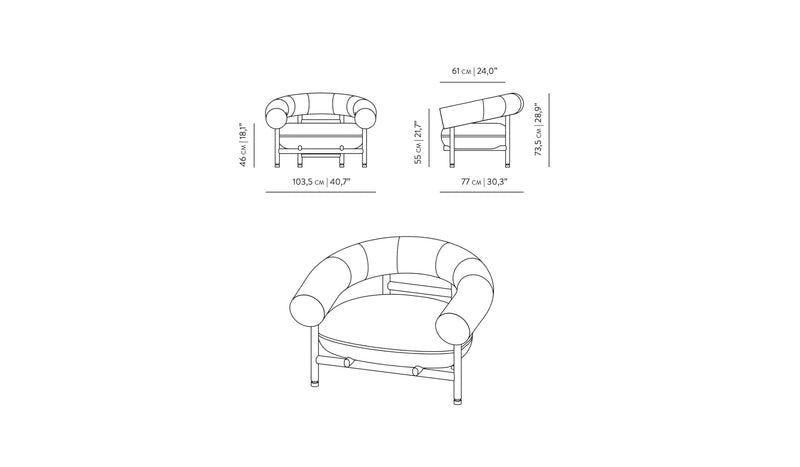 Fauteuil confortable Loop, bois naturel et tissu vert