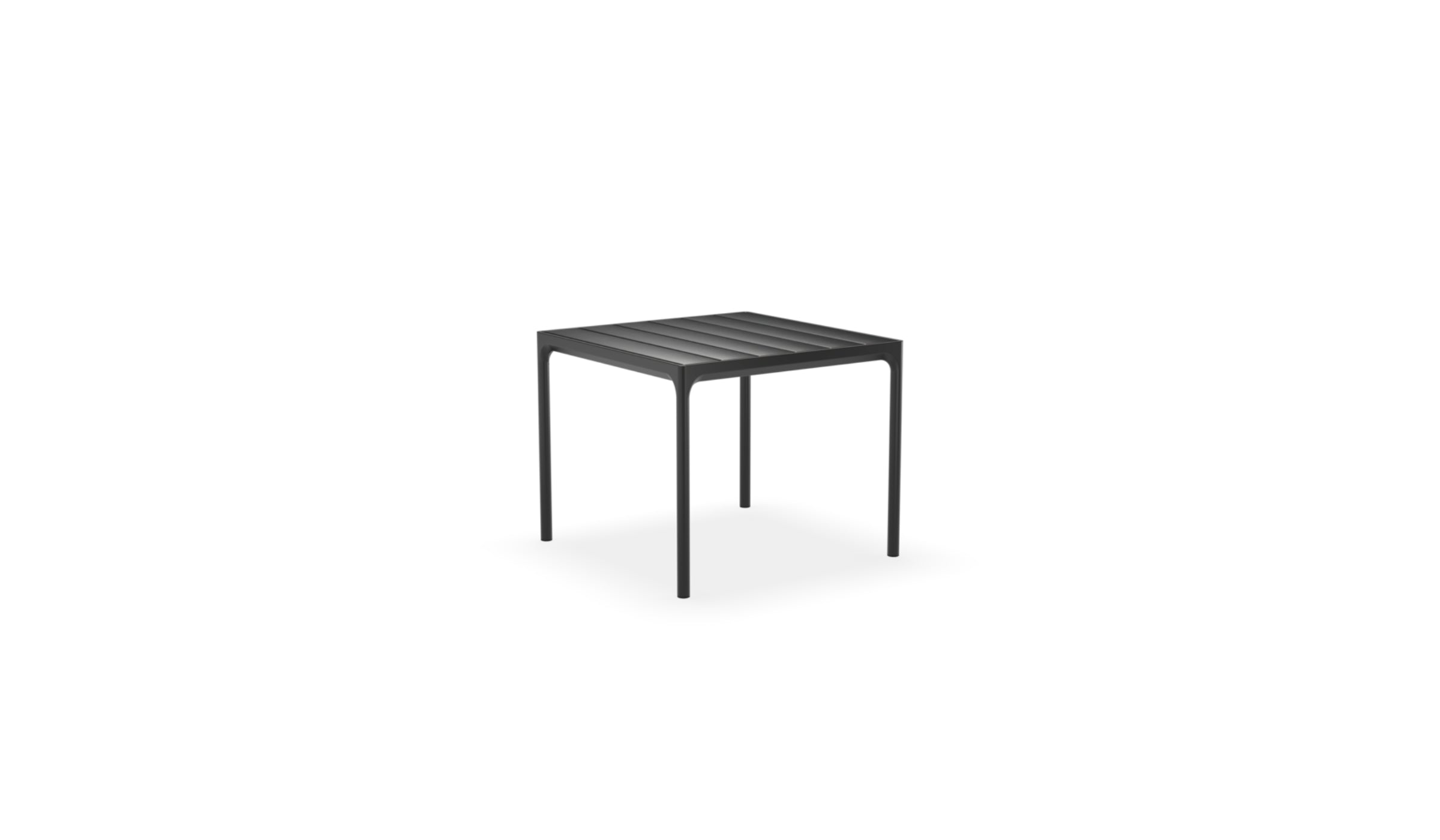 Four Compacte - Minimalist outdoor dining table in black powder-coated aluminum, 90x90 cm