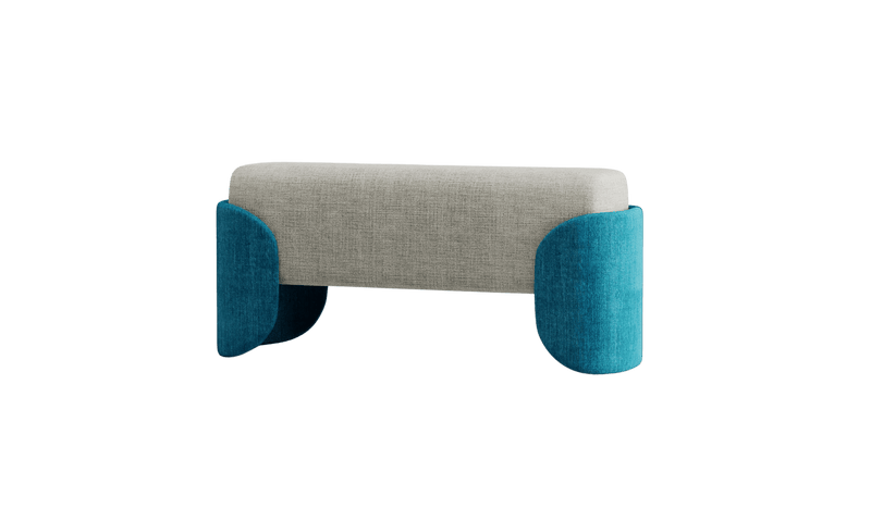 Banquette design italien Galatea, en tissu haute qualité gris et bleu