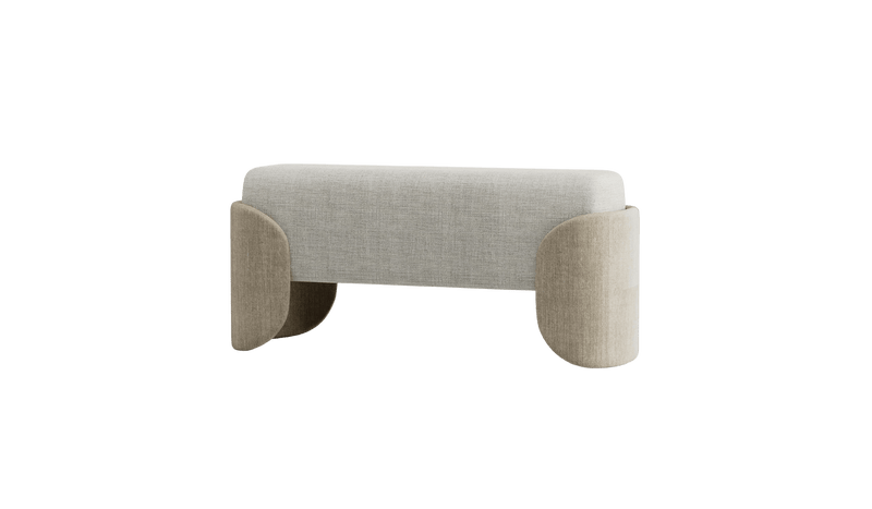 Galatea Italian design bench, in high quality beige fabric