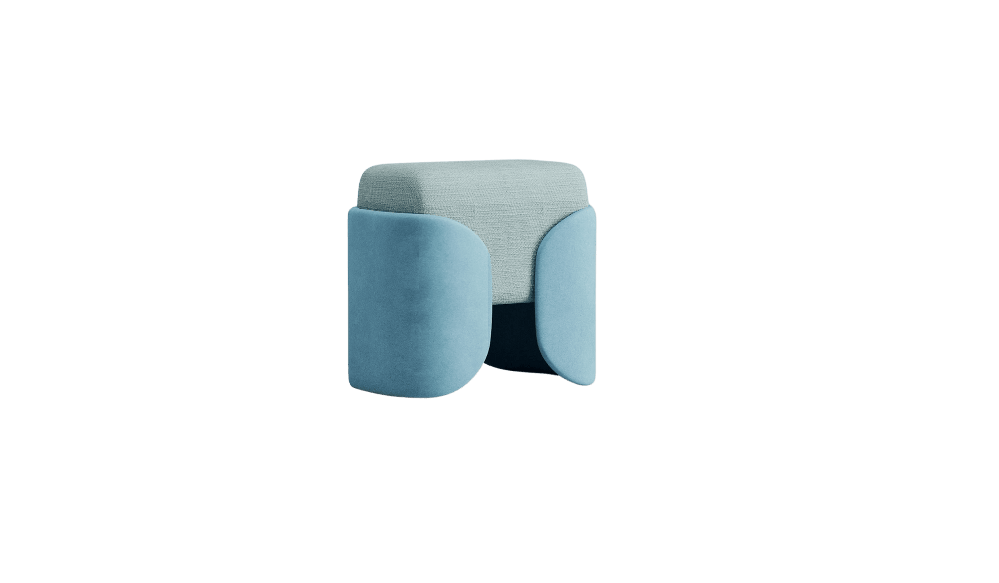 Pouf design italien Galatea, en tissu haute qualité bleu