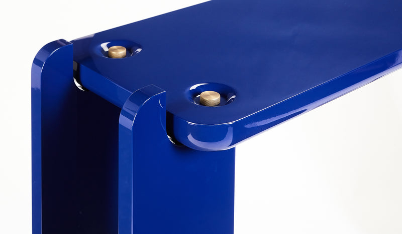 Contemporary Ipanema console, blue and black ombre lacquered finish