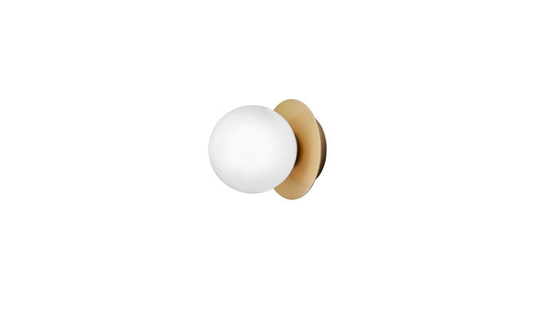 Liila 1 Small - Wall or ceiling light, opal white glass lampshade, Gold