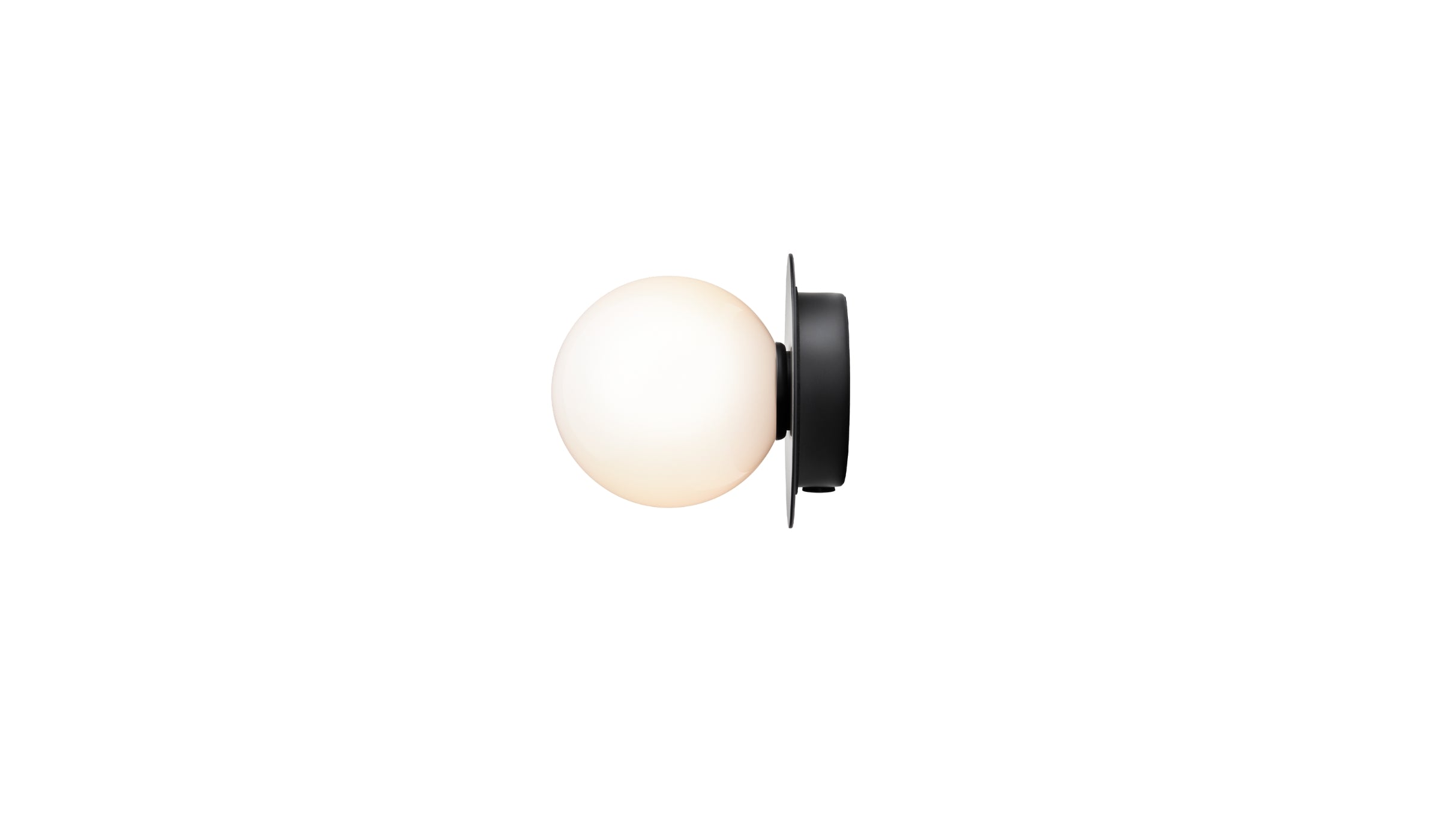 Liila 1 Small - Wall or ceiling light, opal glass lampshade, black