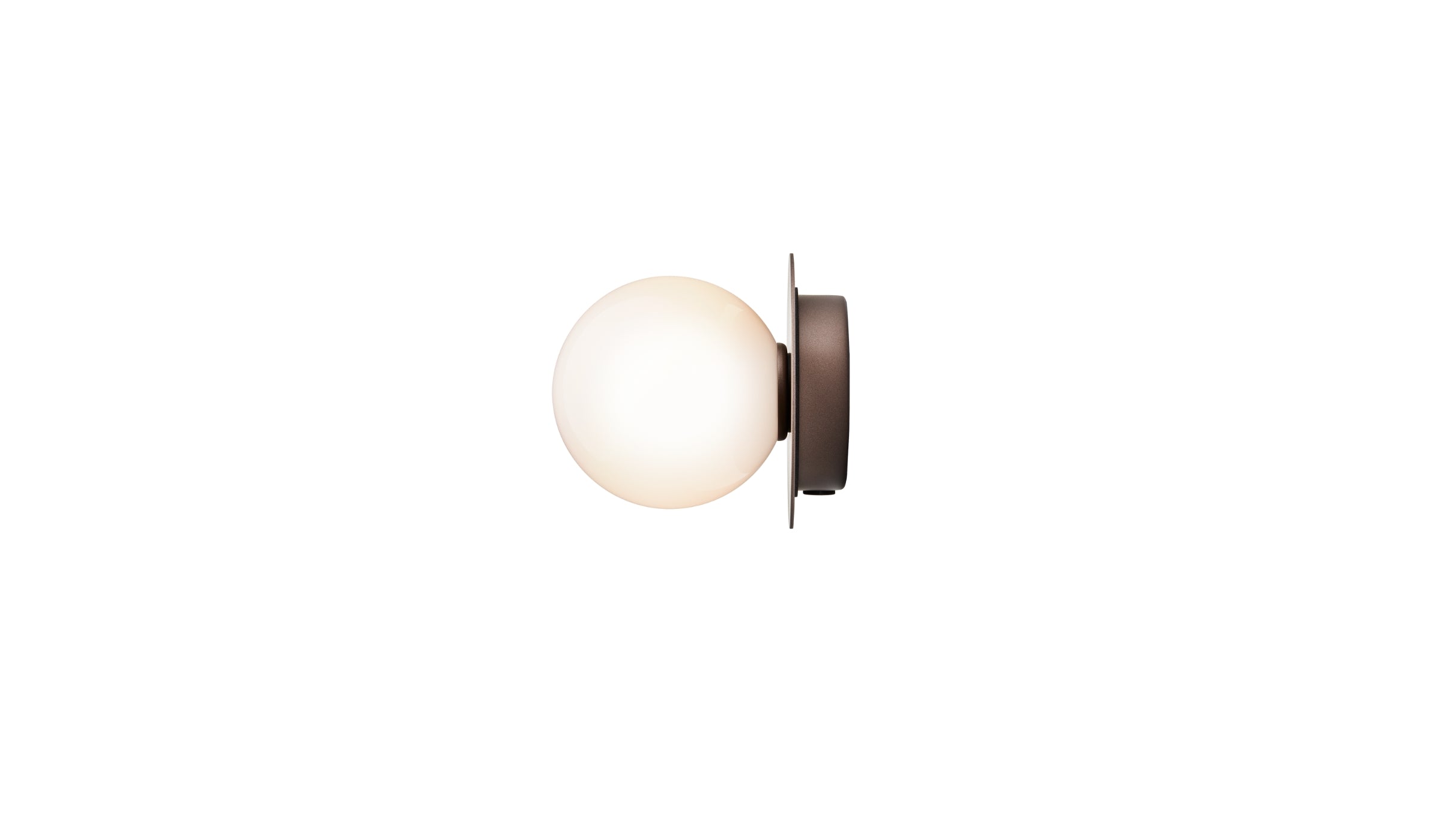 Liila 1 Small - Wall or ceiling light, opal glass lampshade, bronze