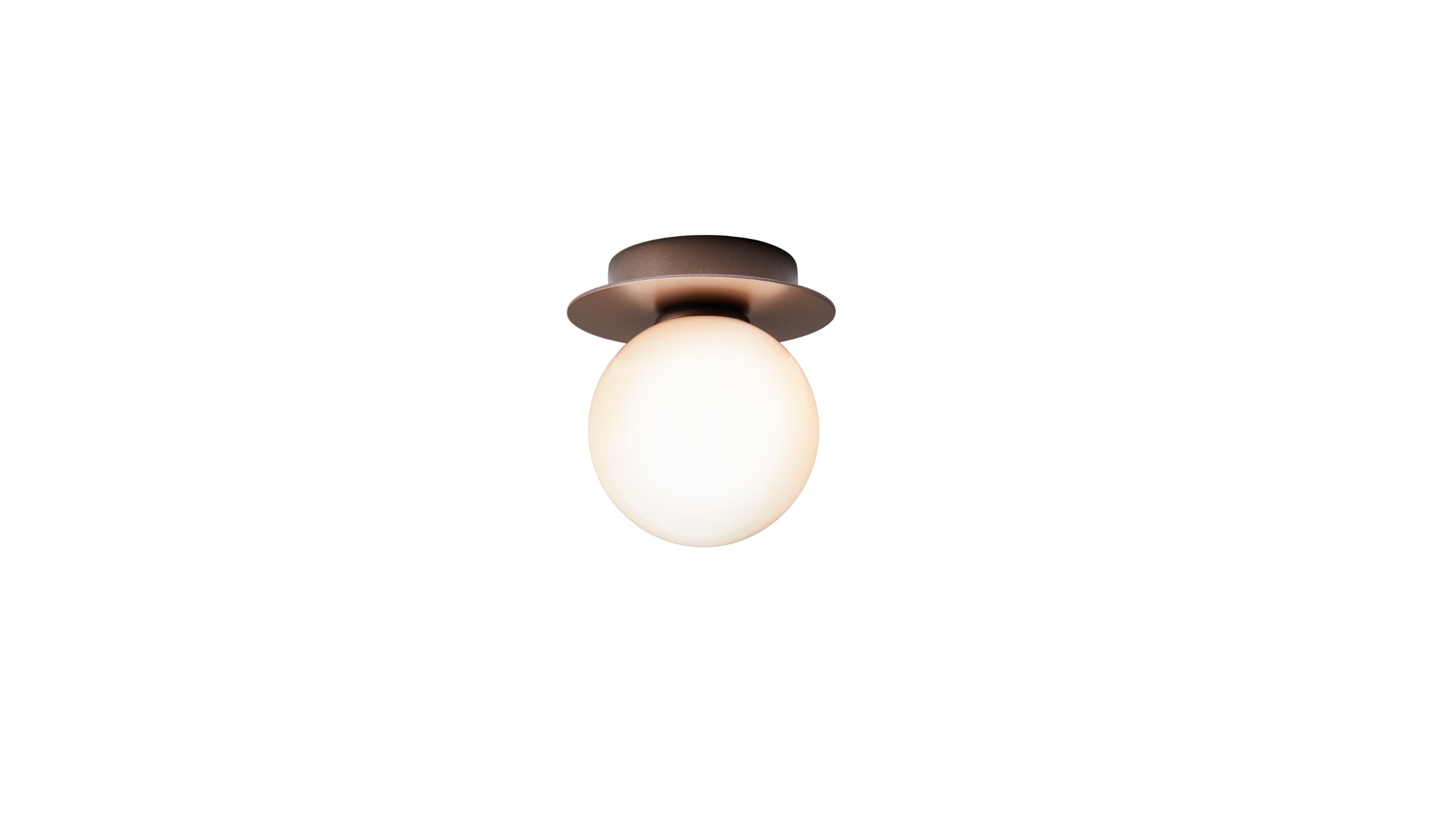 Liila 1 Small - Wall or ceiling light, opal glass lampshade, bronze