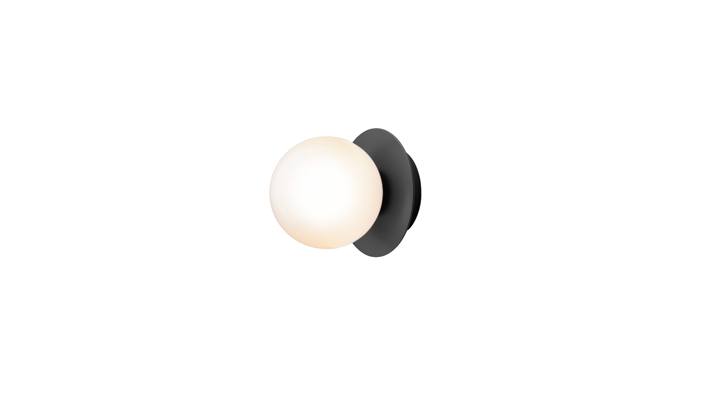 Liila 1 Small - Wall or ceiling light, opal glass lampshade, black