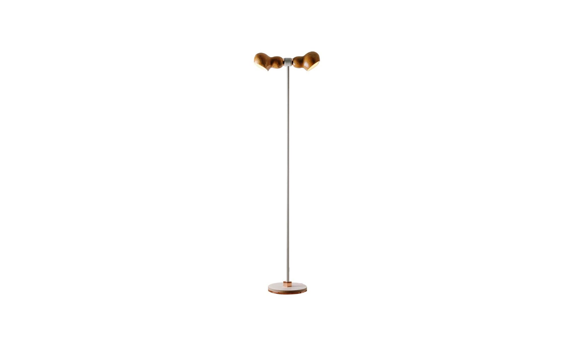 Dual designer floor lamp, pumpkin lampshade, ash, copper white