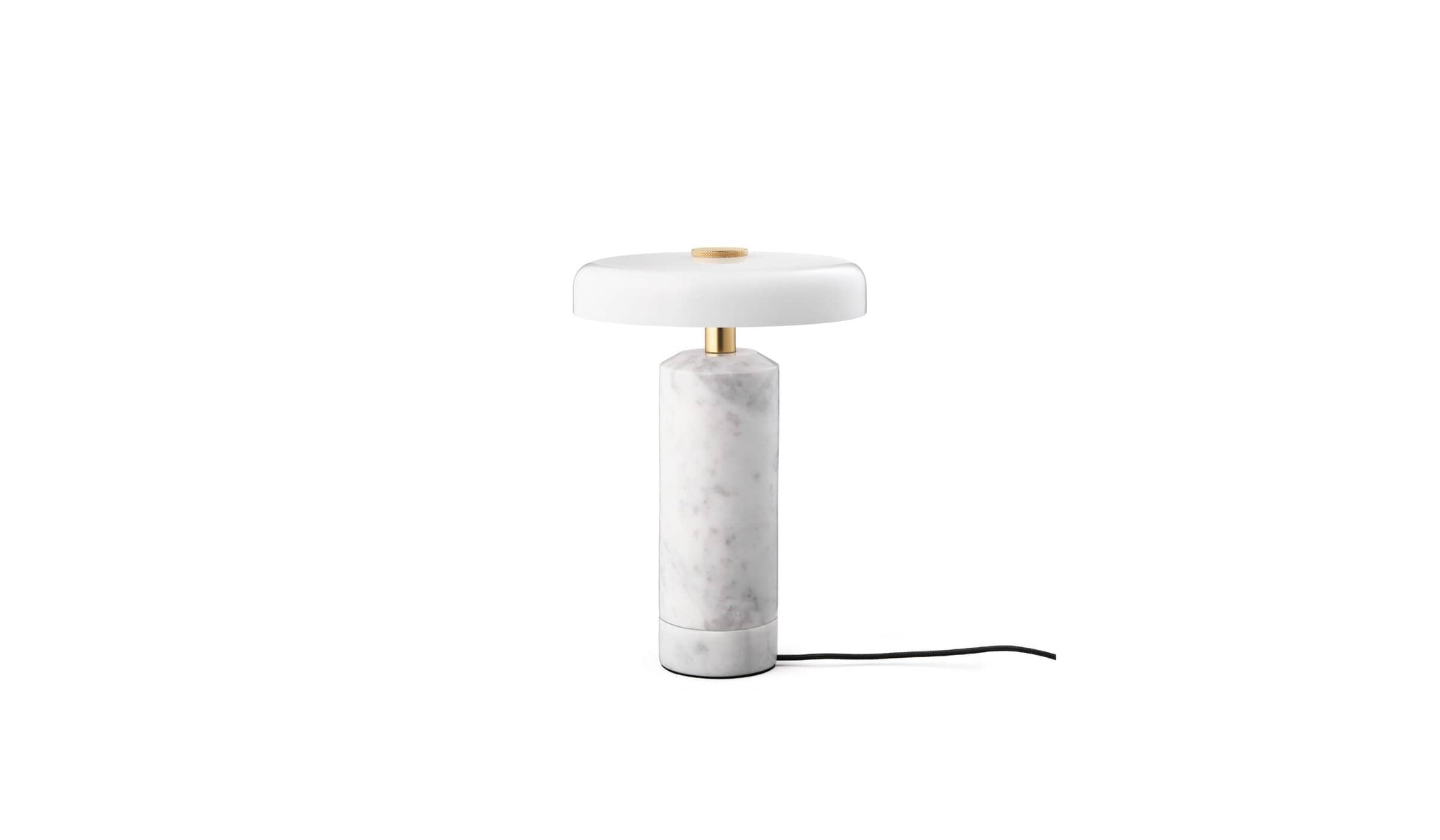 Trip portable lamp, Carrara marble, glossy opal