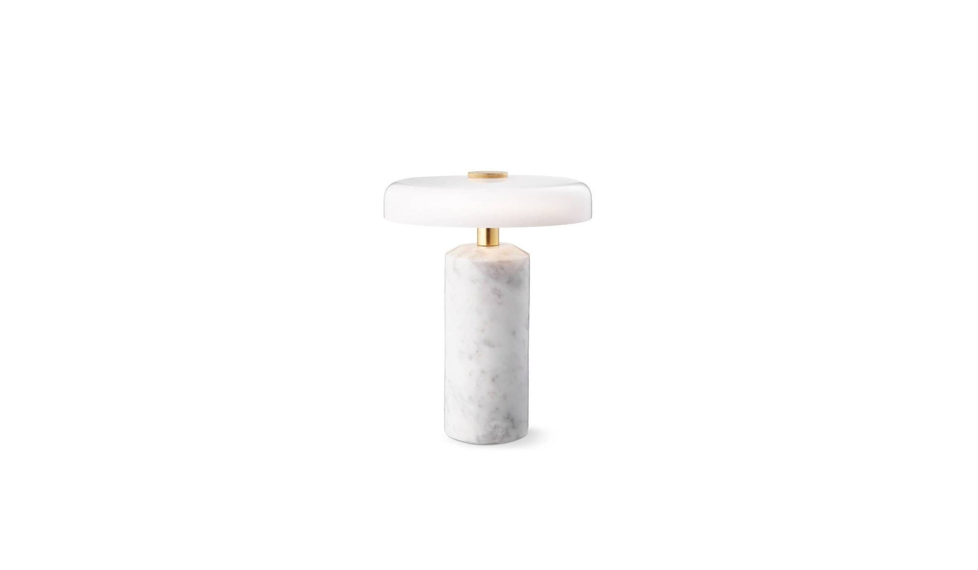 Trip portable lamp, Carrara marble, glossy opal