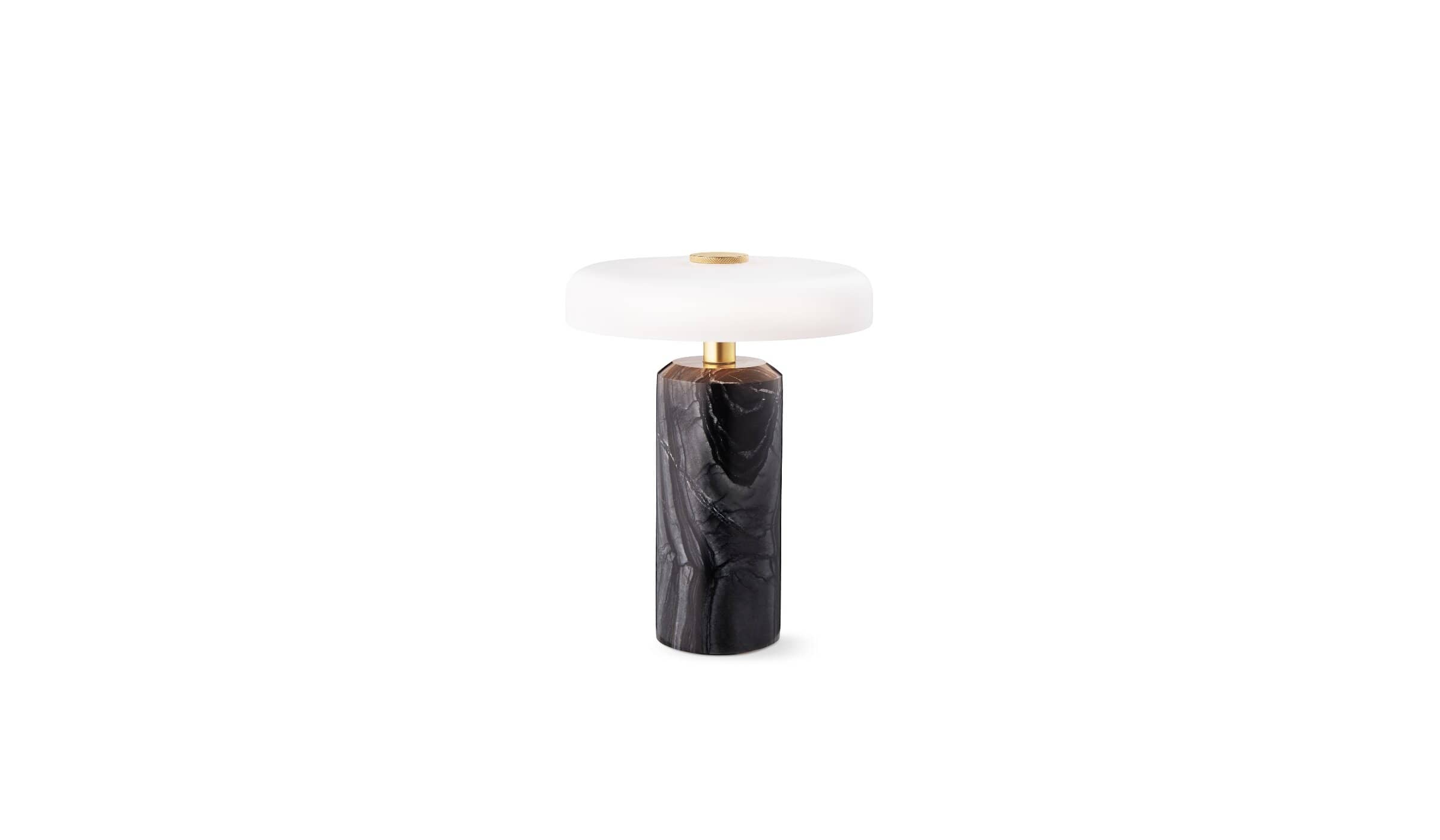 Trip - Portable lamp, Charcoal marble, Matte opal shade