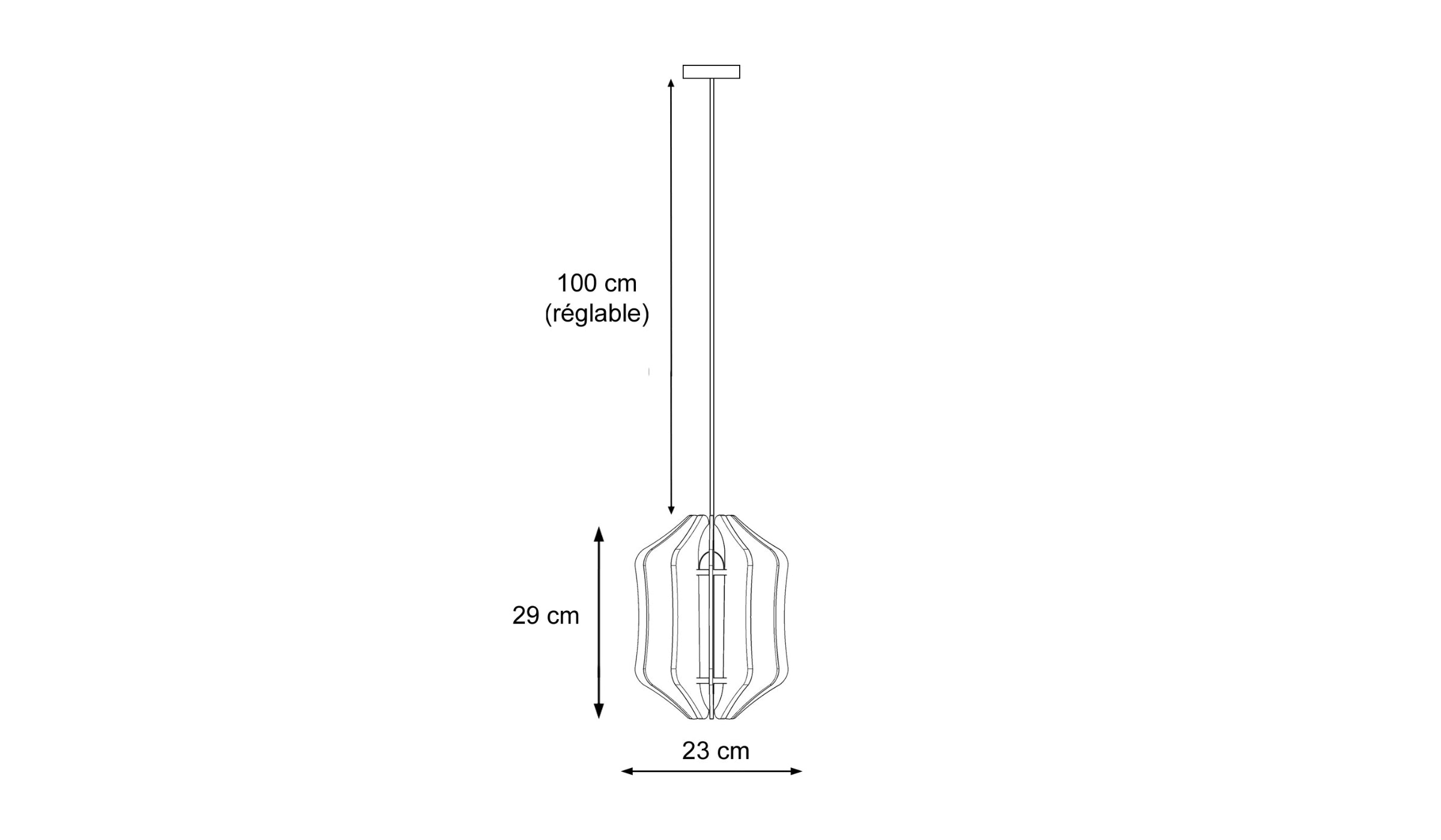 Lampe suspendue Alpha Zulu Carré en matériaux recyclés, noir-blanc