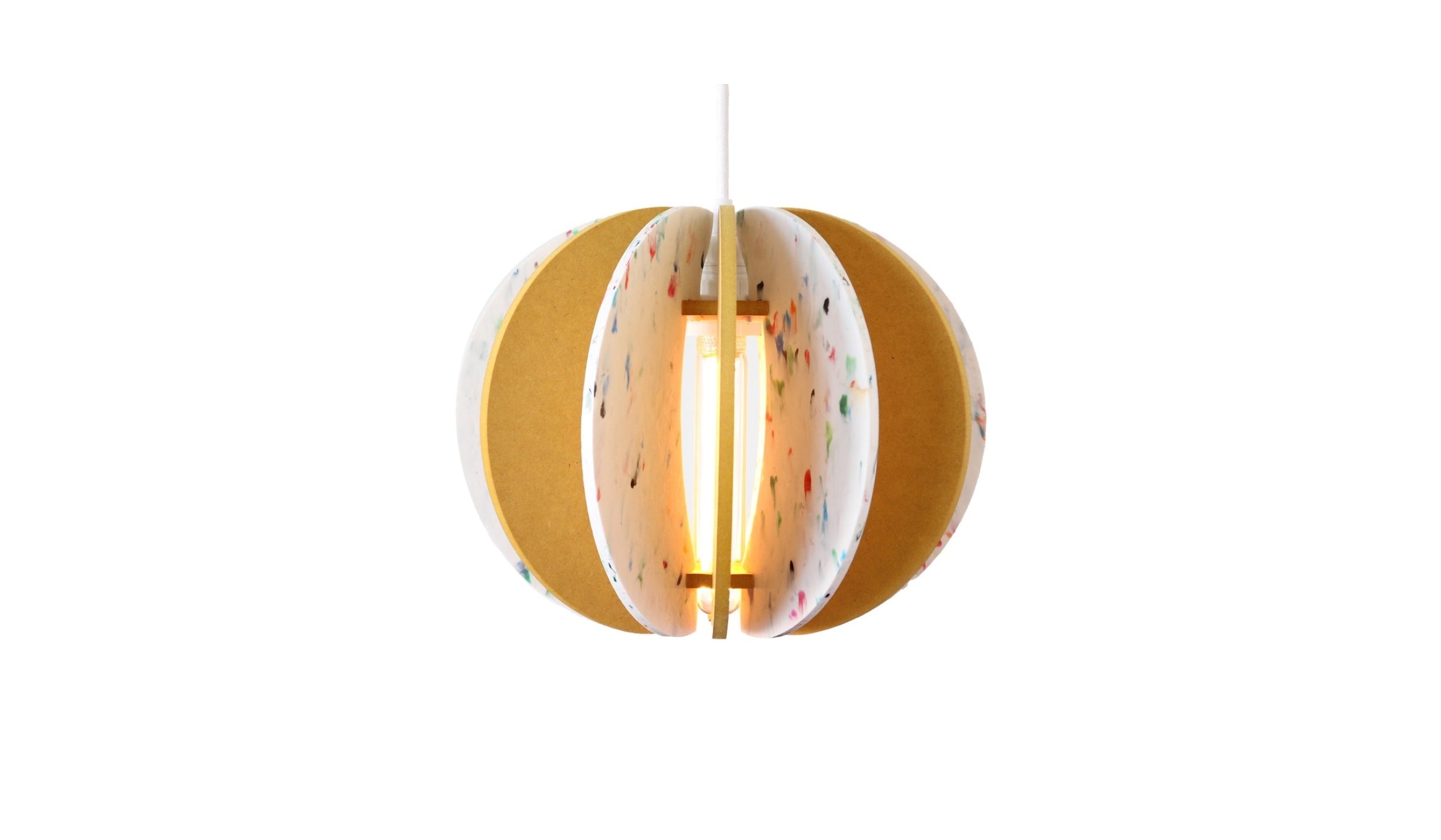 Alpha Zulu Round pendant lamp made of recycled materials, yellow-white