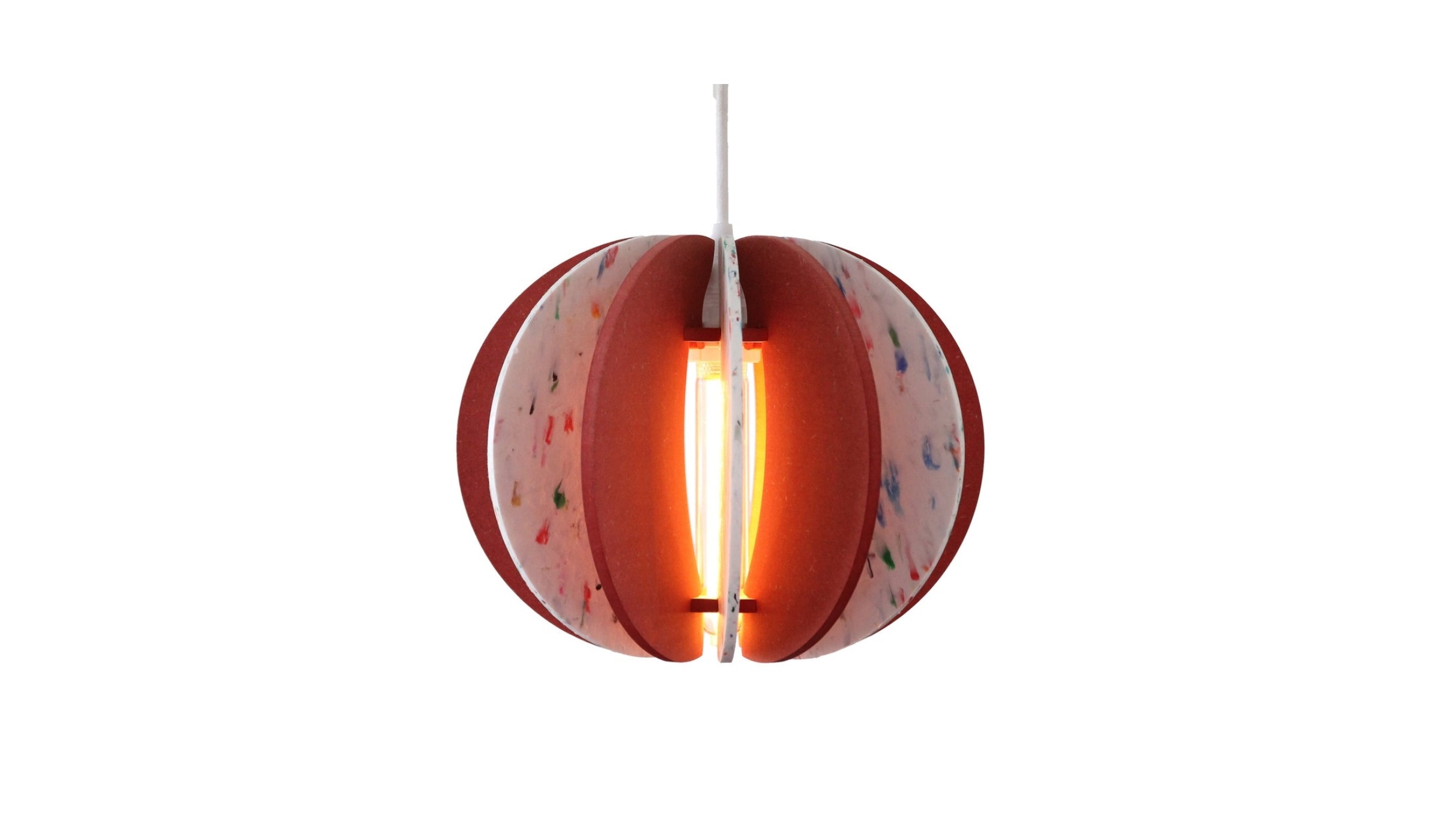 Lampe suspendue Alpha Zulu Rond en matériaux recyclés, rouge-blanc