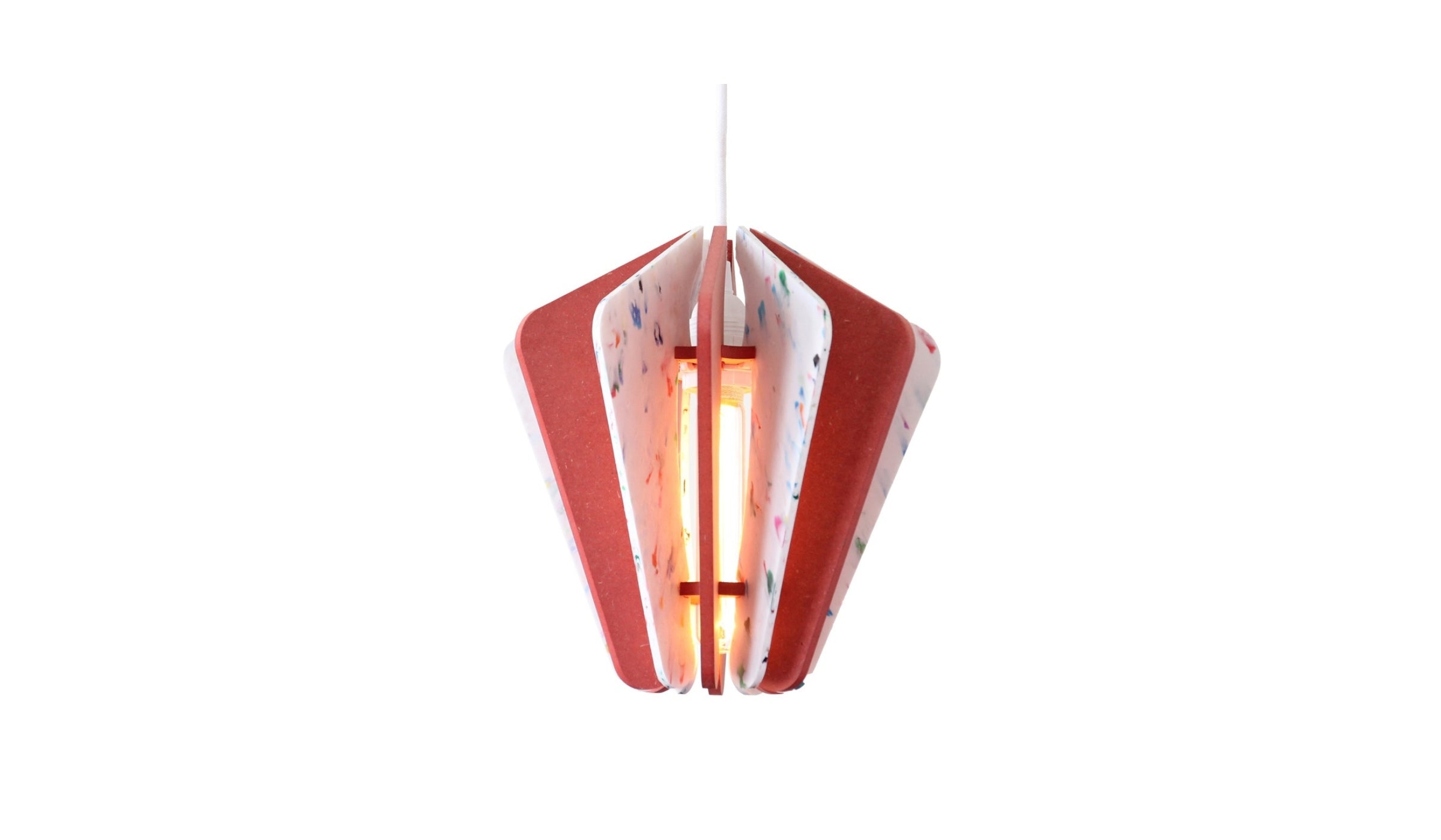 Alpha Zulu Triangle pendant lamp made of recycled materials, red-white