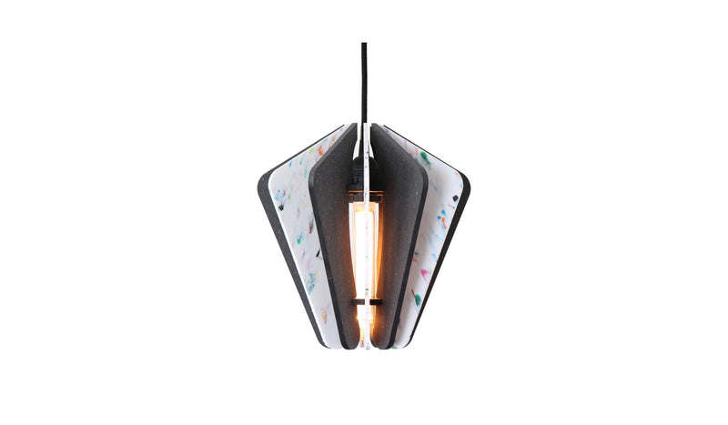 Alpha Zulu Triangle pendant lamp made of recycled materials, black-white