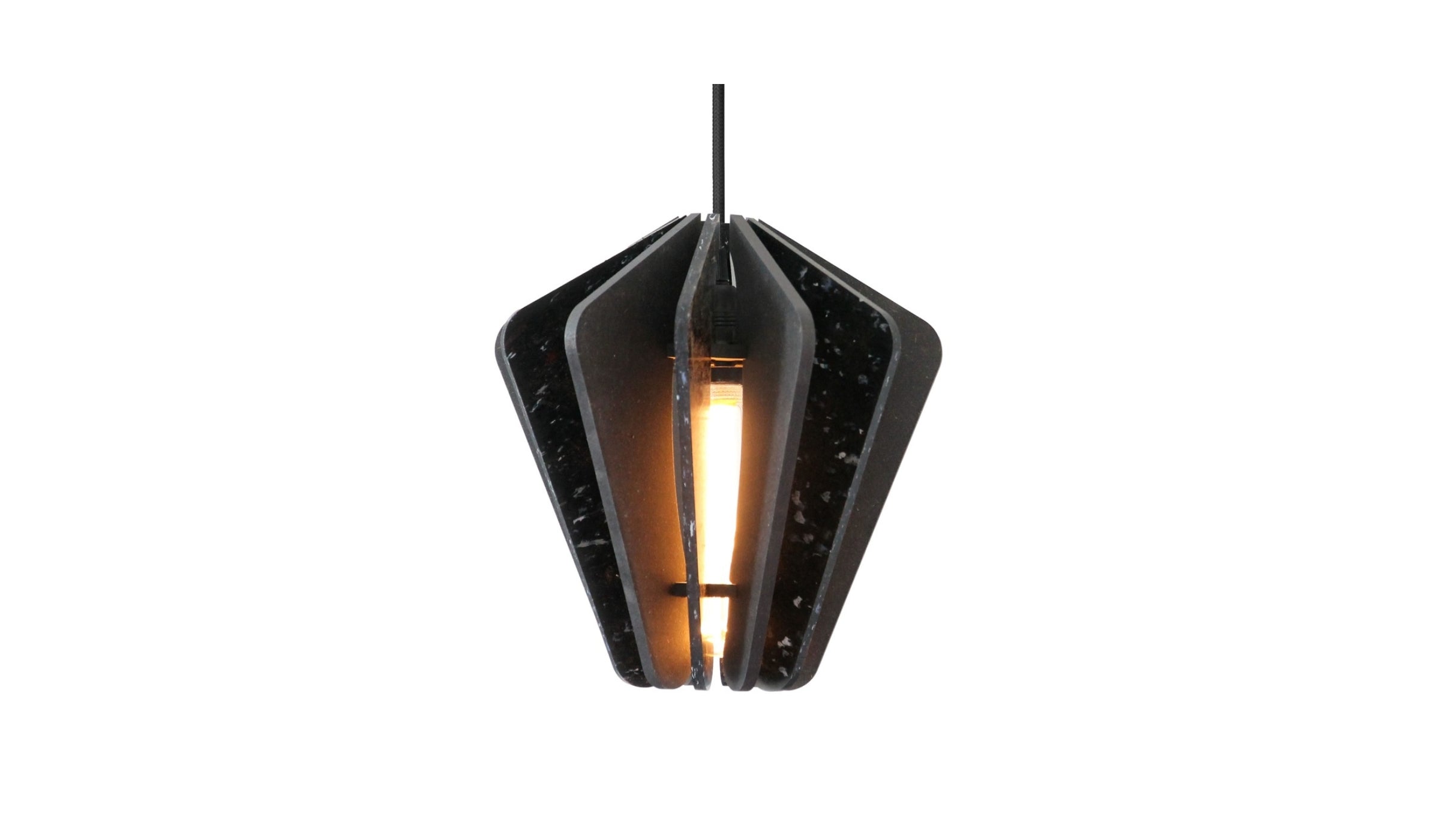 Alpha Zulu Triangle pendant lamp made of recycled materials, black-black