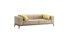 Exceptional Leda sofa, in fabric, alcantara and wood