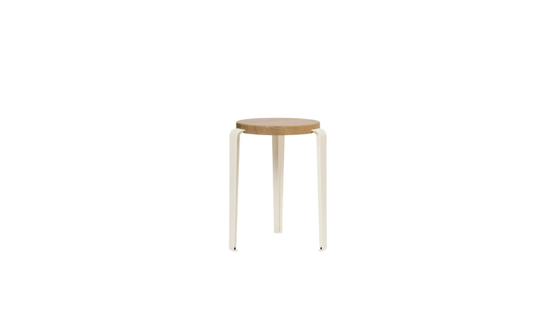 Lou stool in oak and steel, cloud white