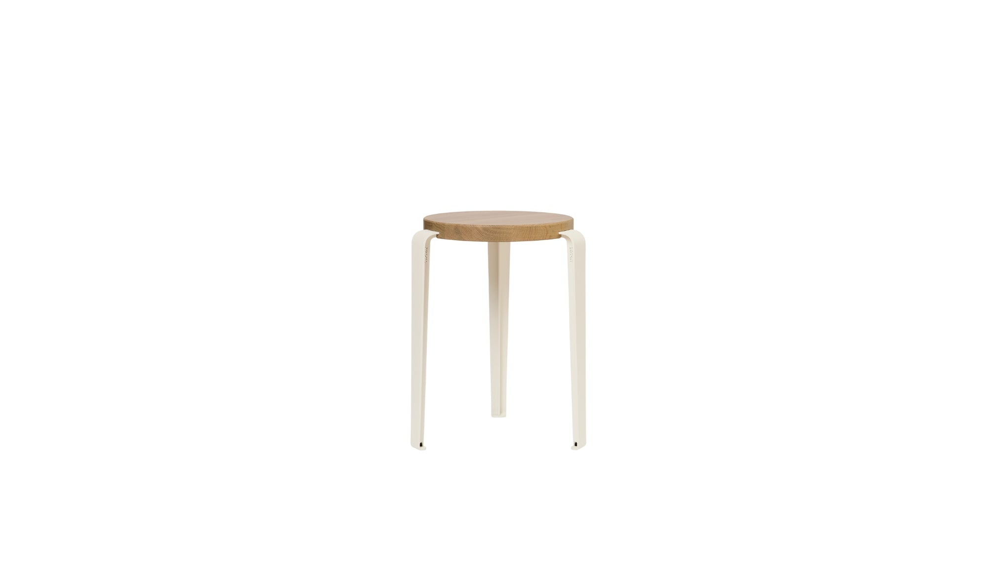 Lou stool in oak and steel, cloud white