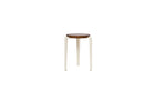 Tabouret Lou en chêne teinté et acier blanc crème