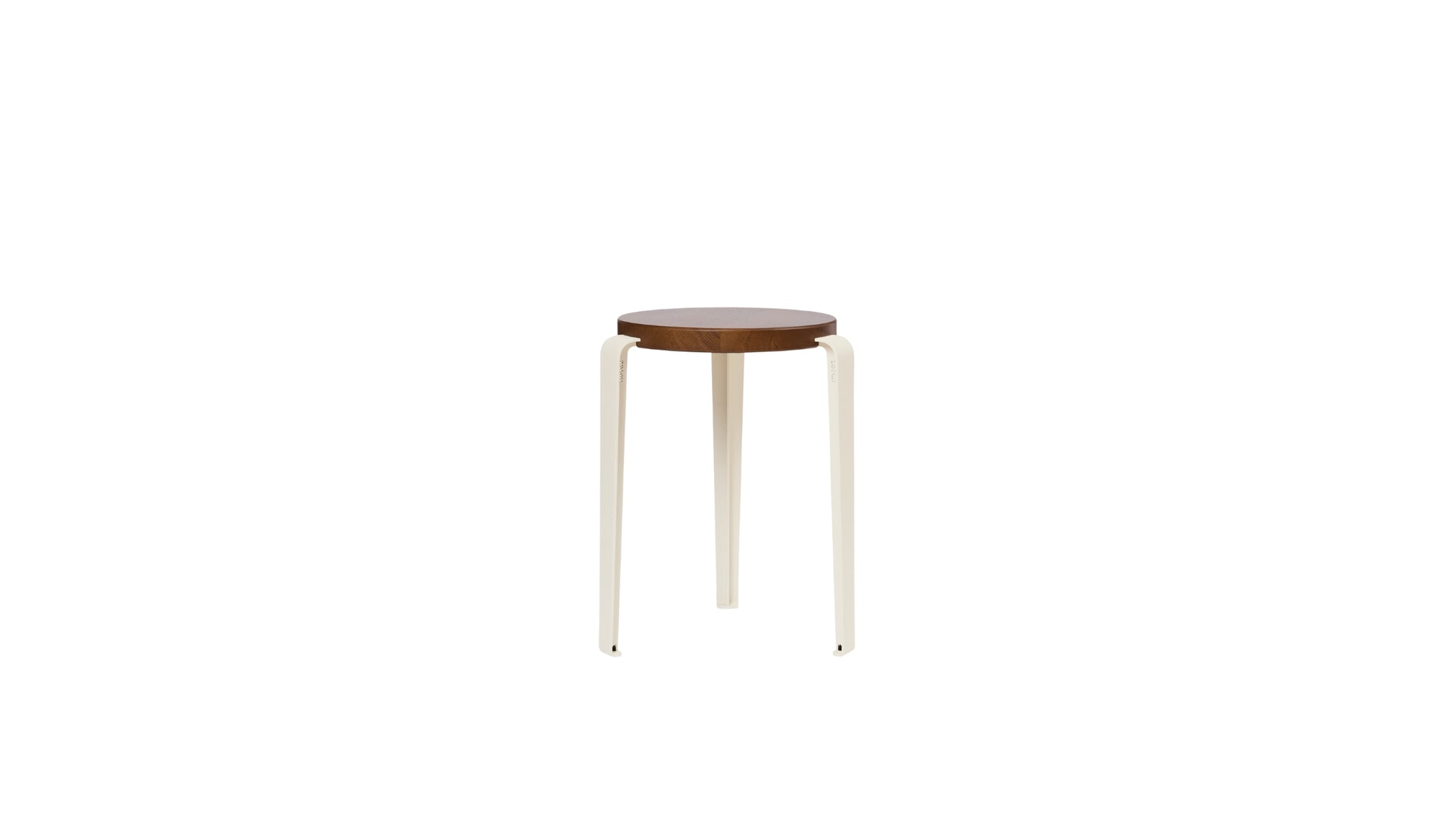 Tabouret Lou en chêne teinté et acier blanc crème