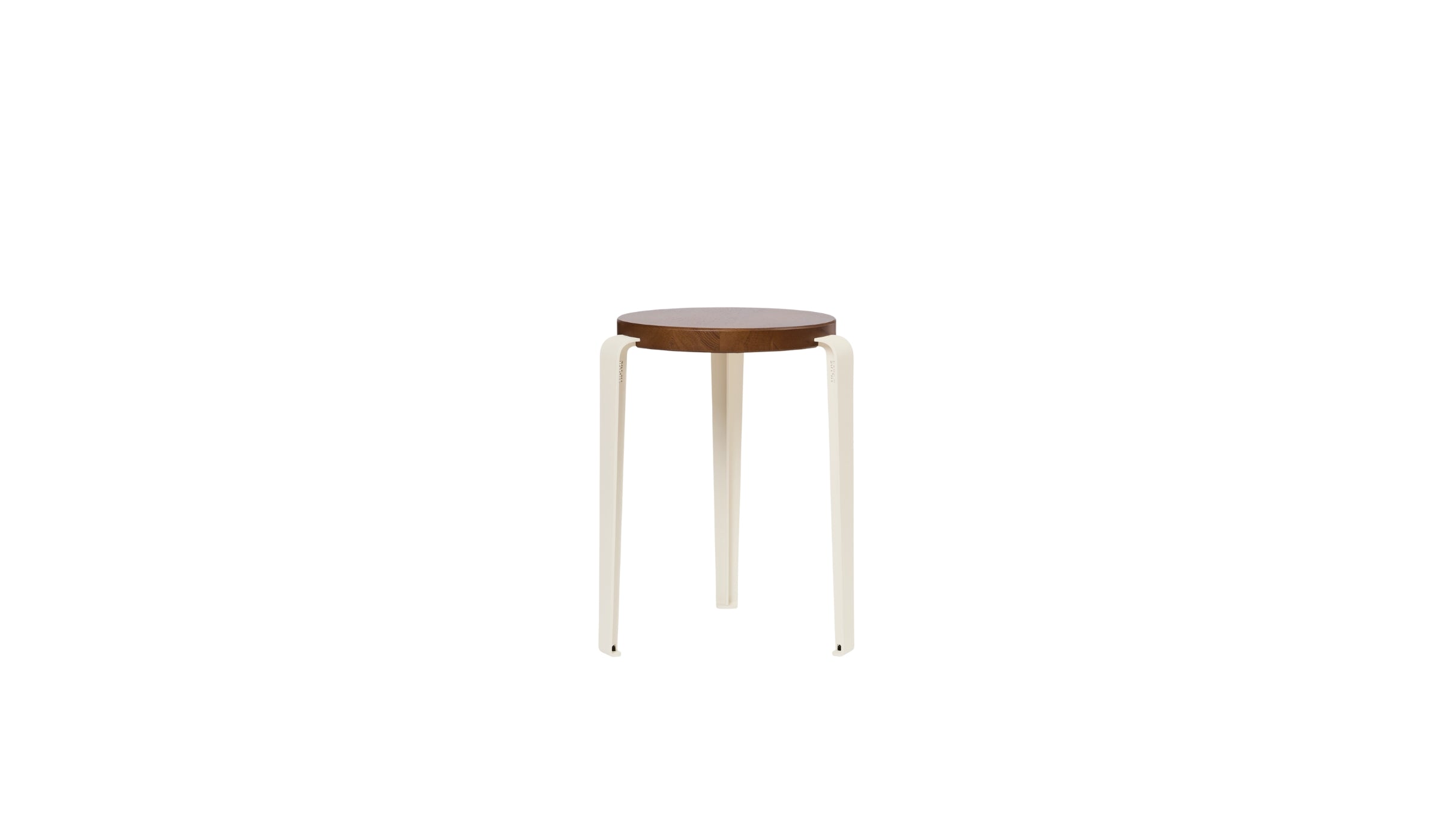 Tabouret Lou en chêne teinté et acier blanc crème