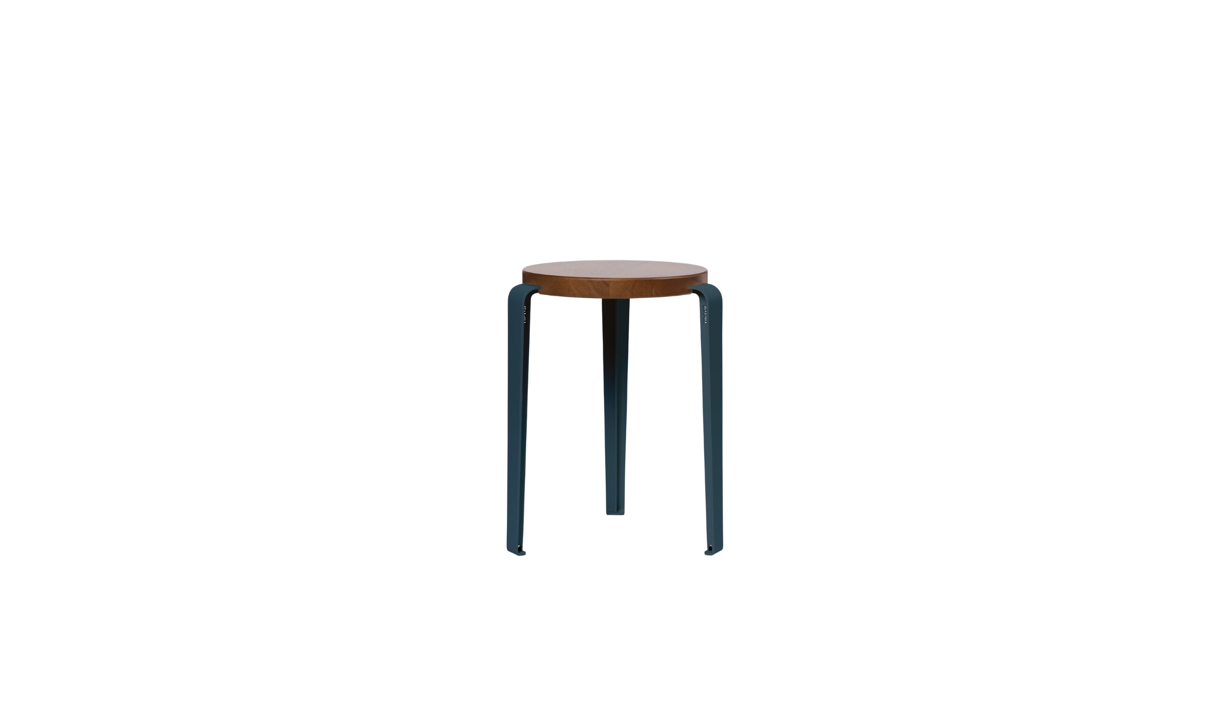 Tabouret Lou en chêne teinté et acier bleu nuit