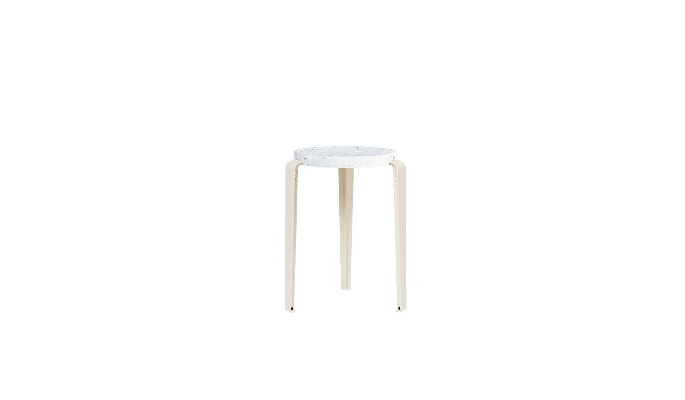 Tabouret Lou en plastique recyclé Venezia, blanc crème