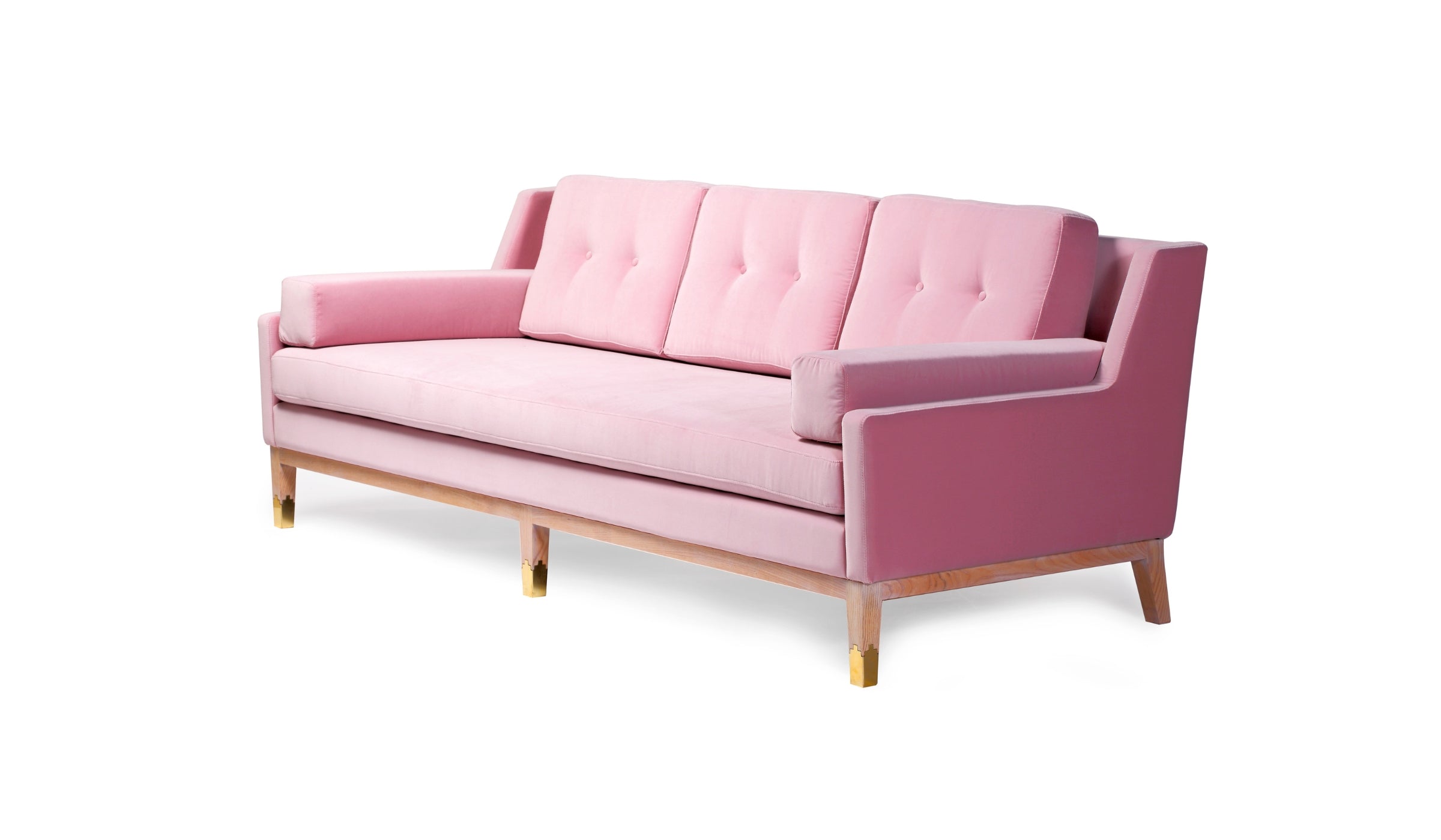 Mr. Jones - Sofa in exceptional pink fabric and limed oak